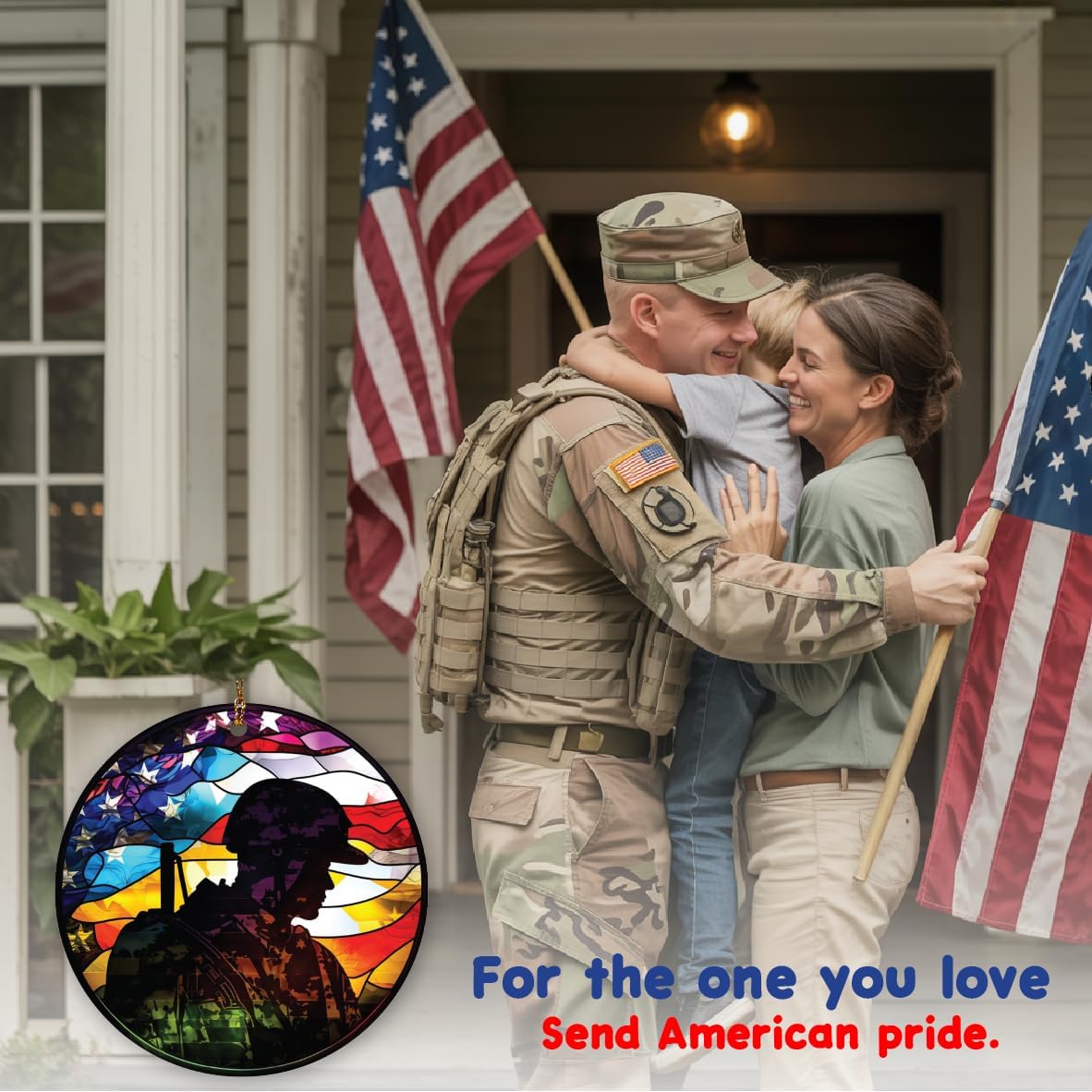 American Hero Soldier Acrylic Ornament 4 Inch