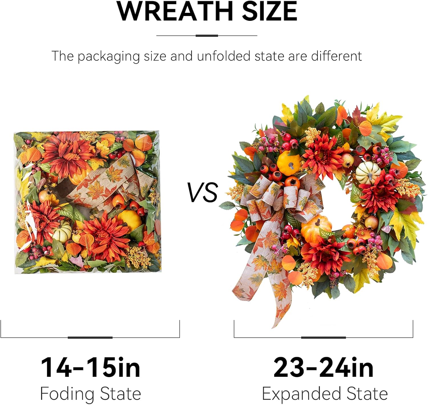 24 Inch Fall Door Wreath with Pomegranates and Berries