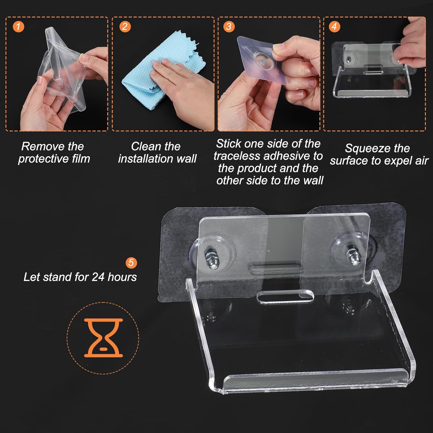 PATIKIL 4 Inch Clear Acrylic Floating Shelves 2 Pcs
