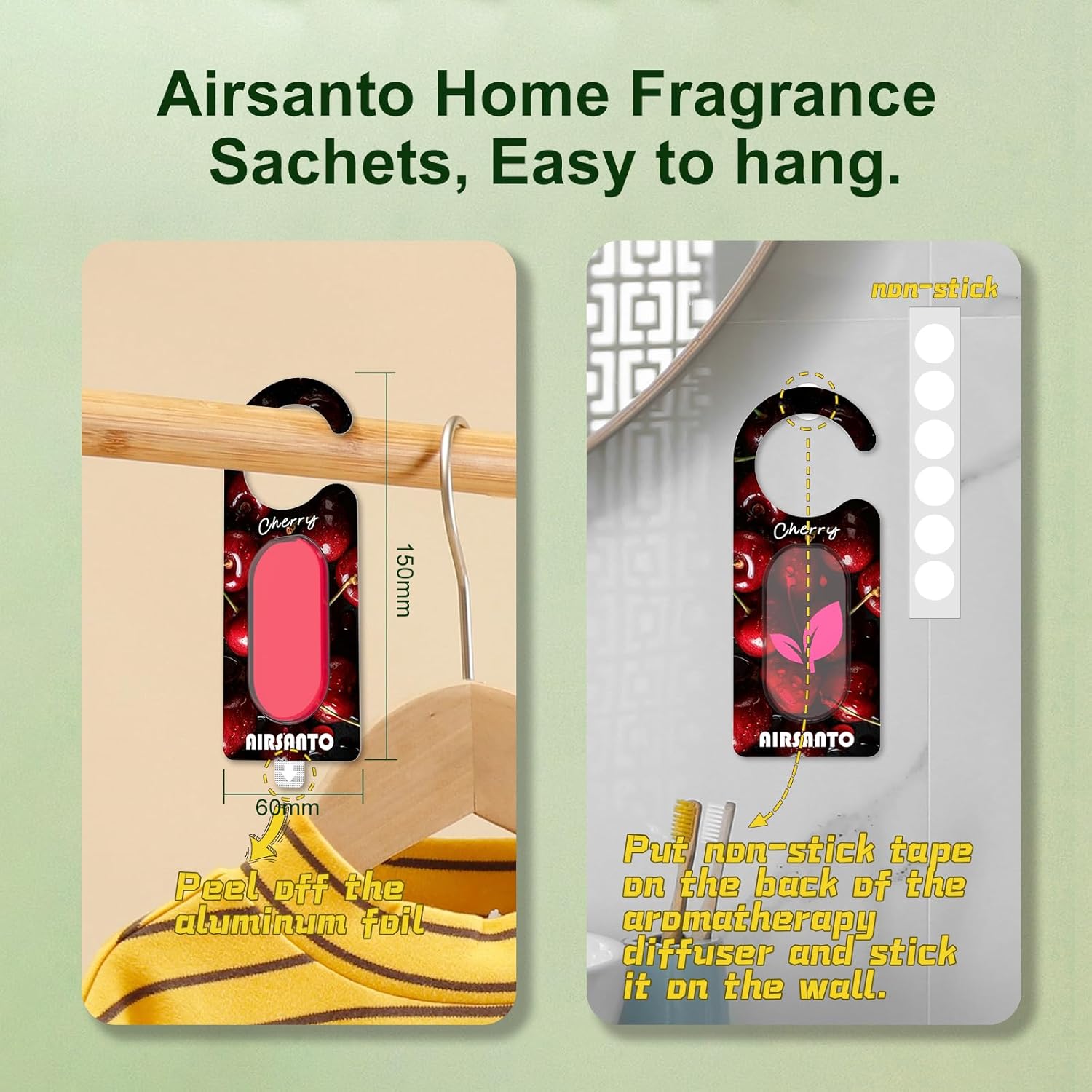 Cherry Scented Sachets for Drawers Closets - Pack of 6