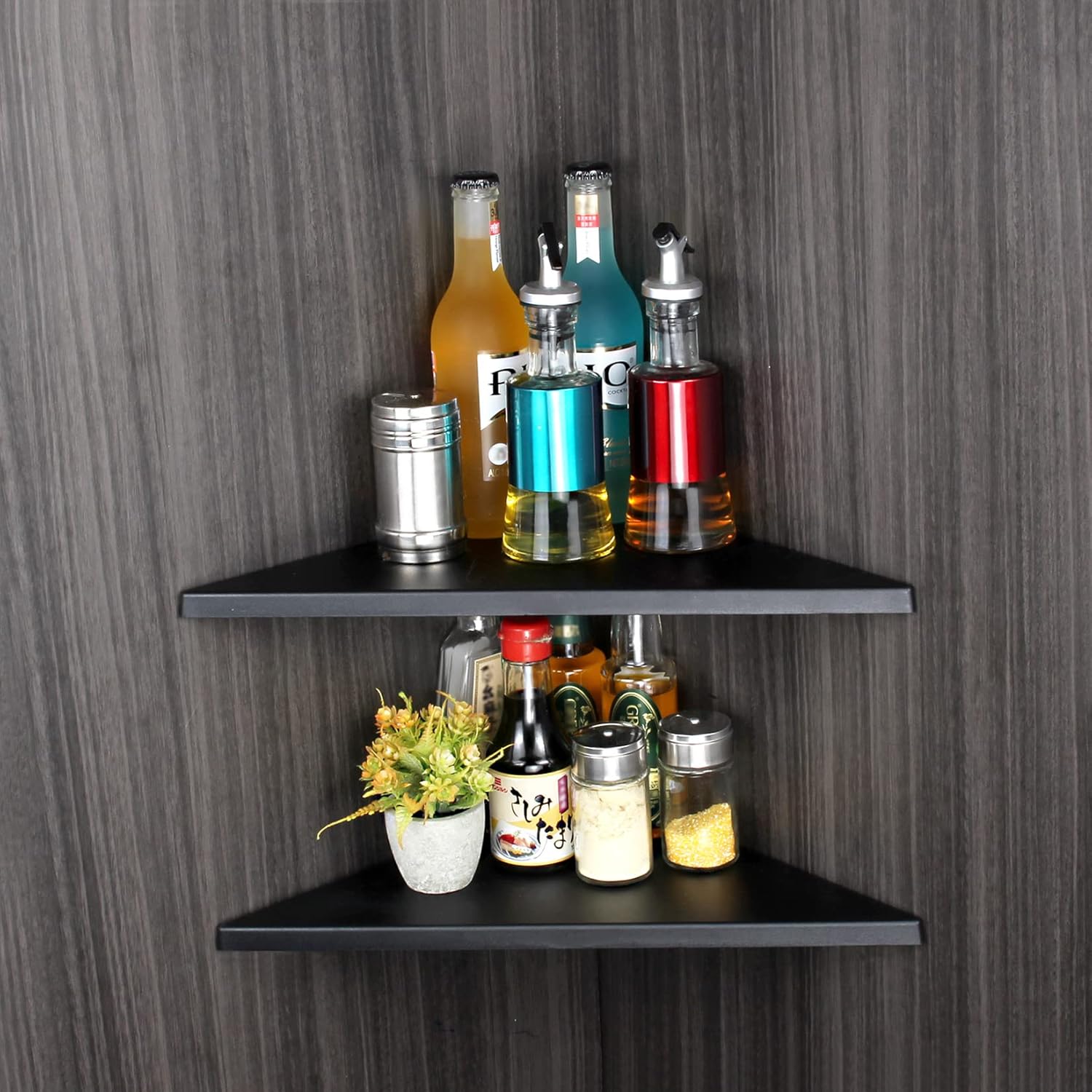 Evron Corner Mounting Shelf Set of 2 Frosting Pattern