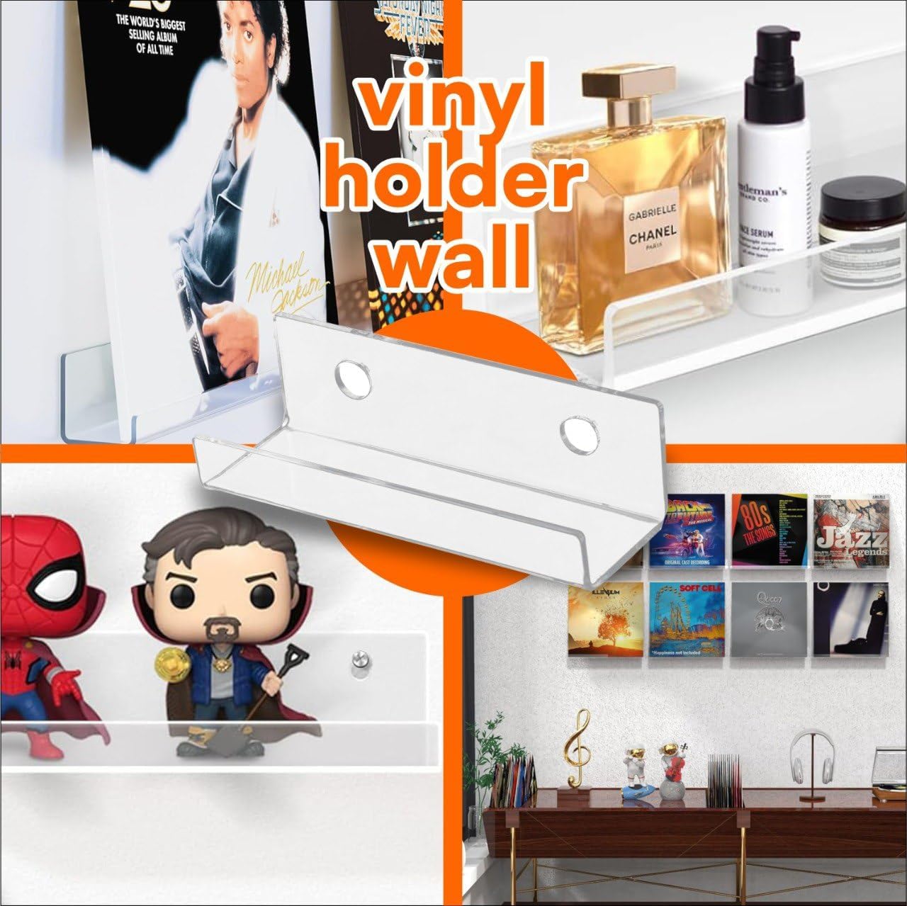 Modern Clear Acrylic Floating Shelves for Wall