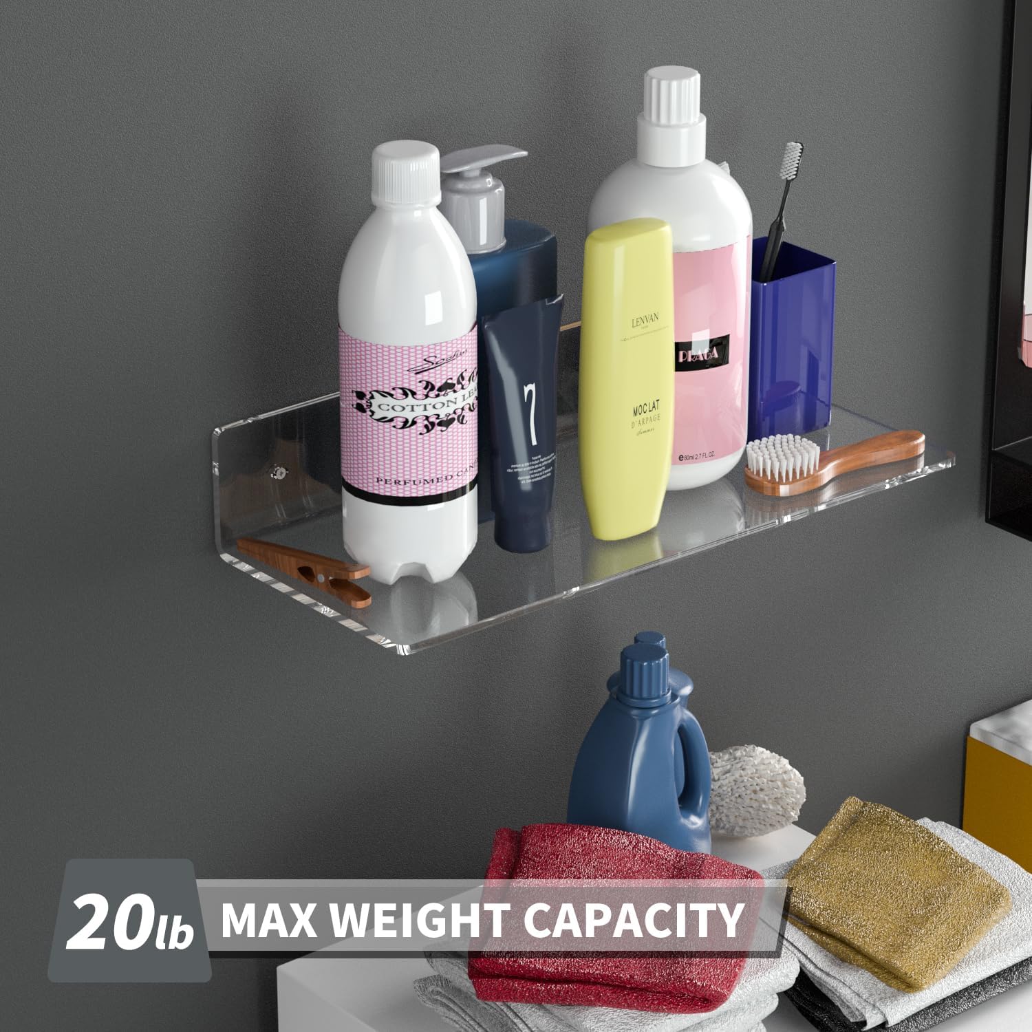 15 Inches Clear Acrylic Floating Shelves 2 Pack