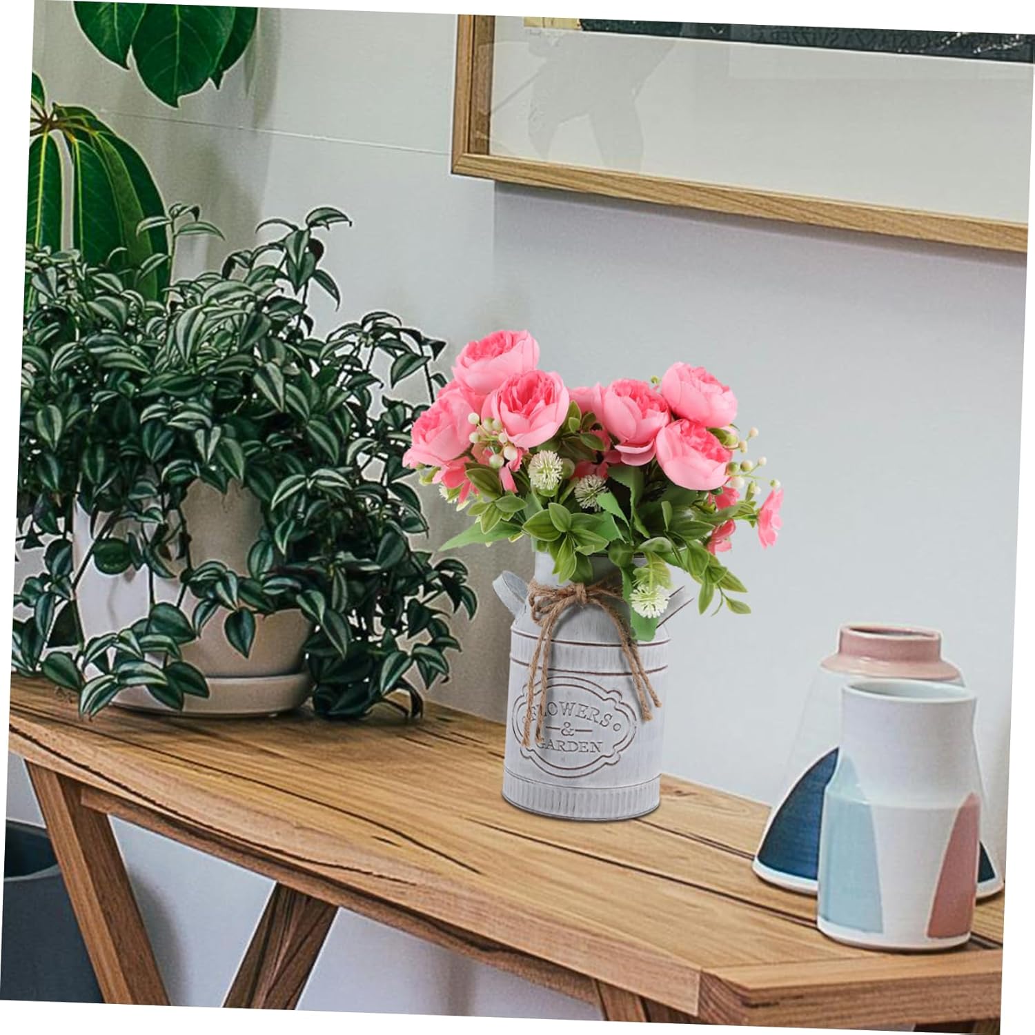 Rustic Galvanized Milk Can Vase for Home Decor