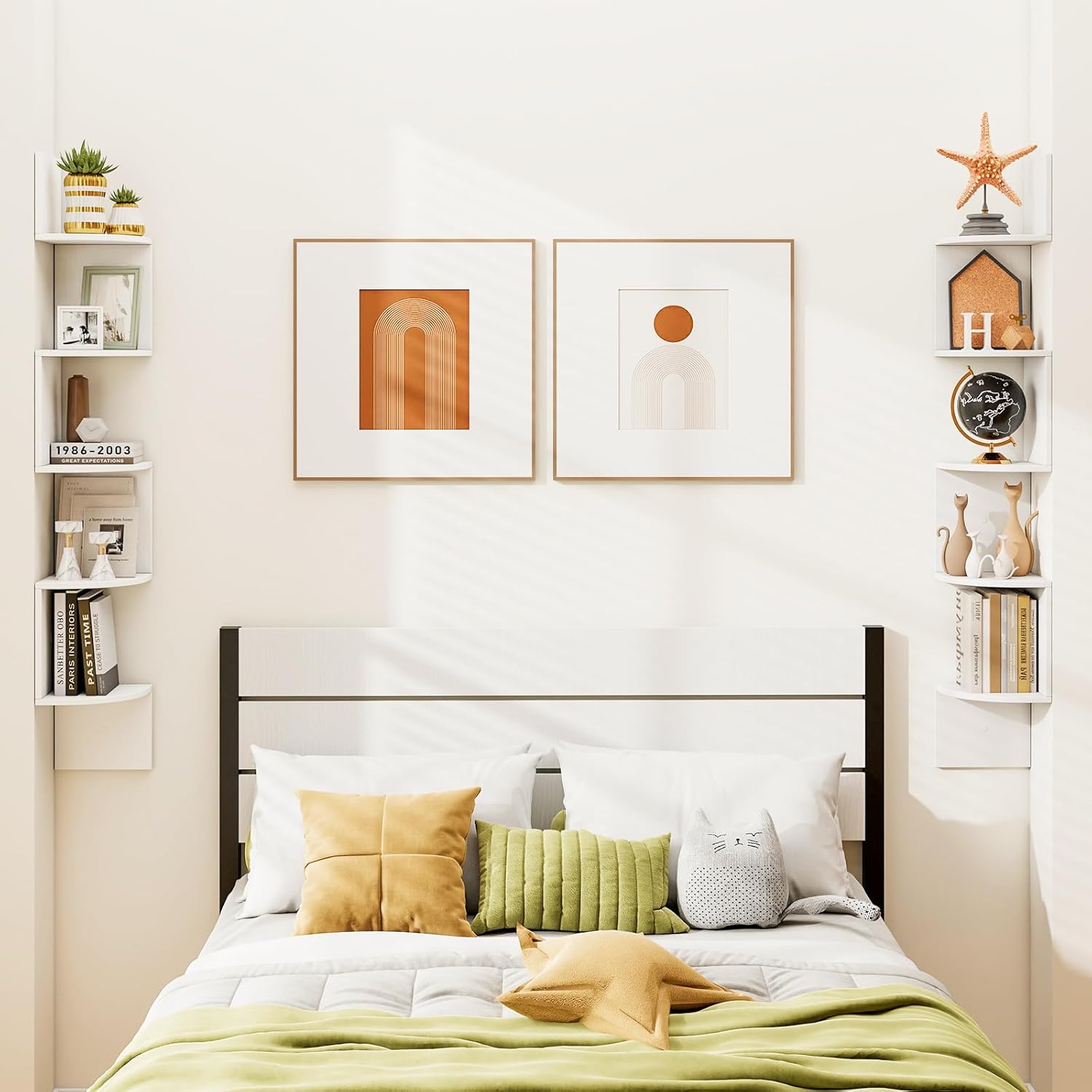 Tangkula 5-Tier Corner Shelf Wall Mount White