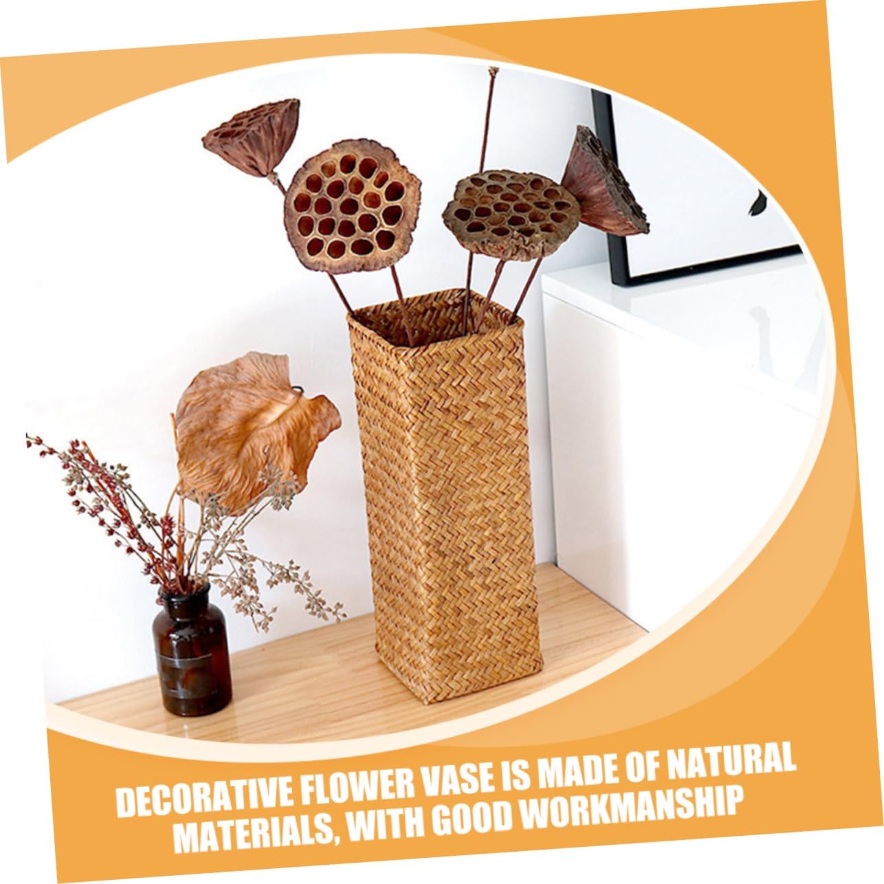 Zerodeko Rustic Woven Flower Vase Set of 2
