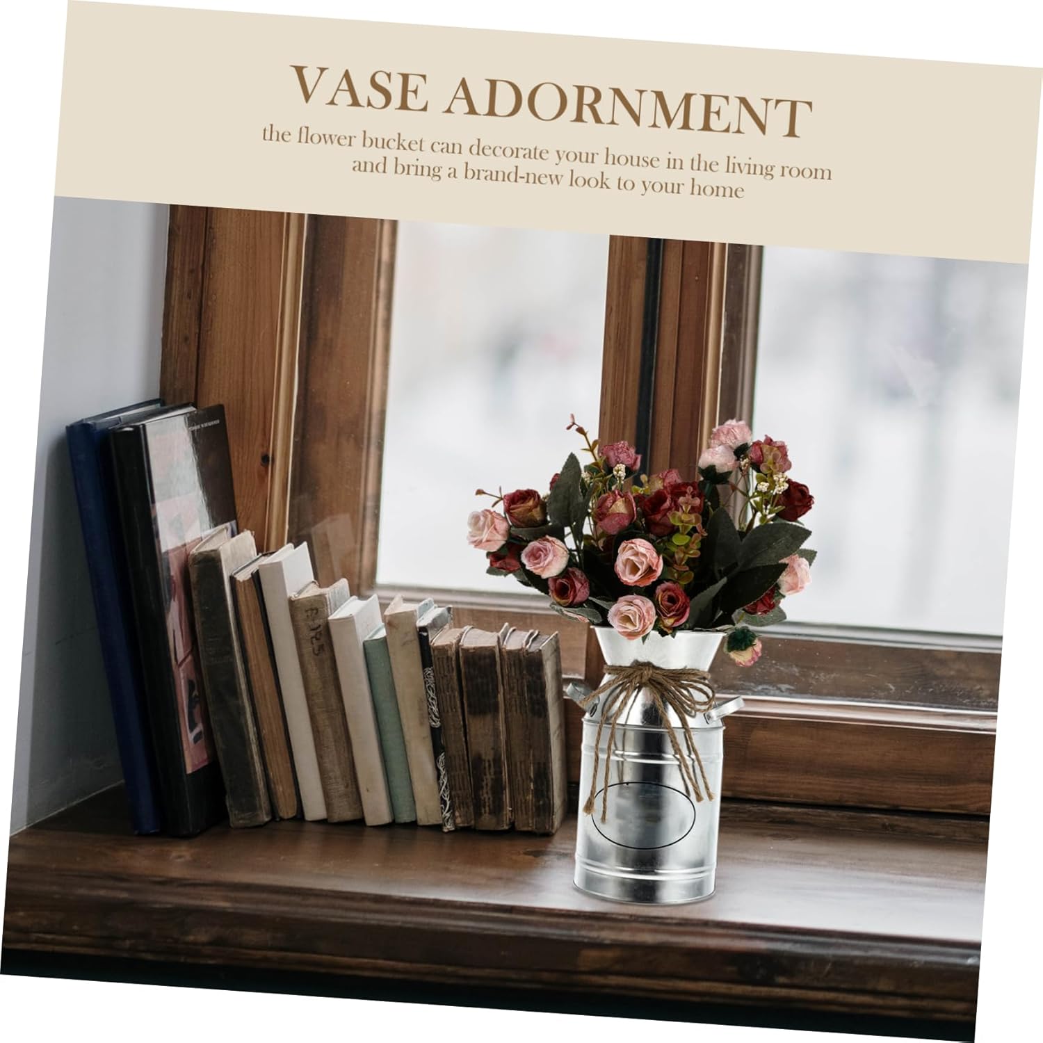Vintage Rustic Metal Vase with Rope Design