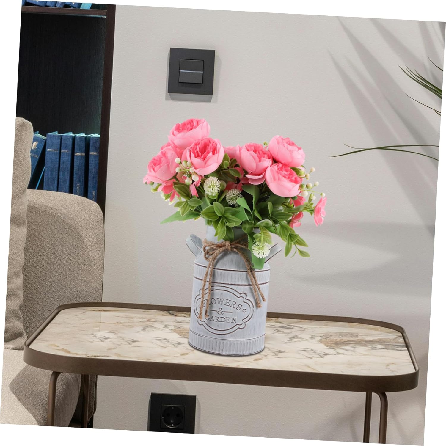 Rustic Galvanized Milk Can Vase for Home Decor