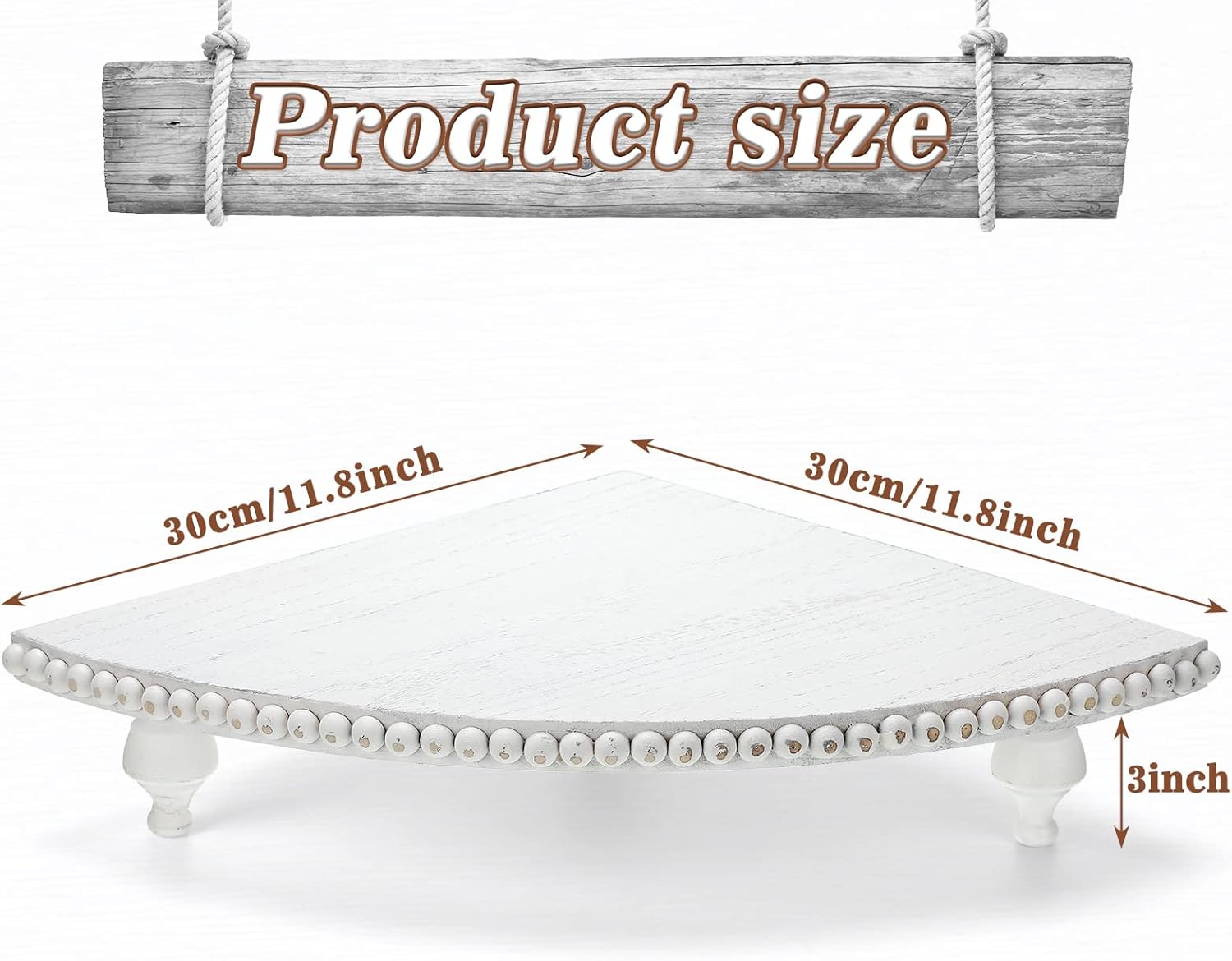 Amyhill Farmhouse Corner Shelf with Detachable Legs