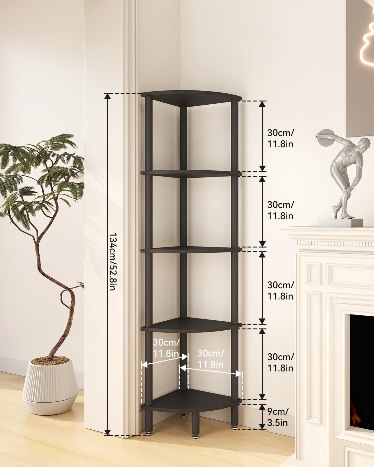 IBUYKE 5 Tier Corner Shelf Stand Black