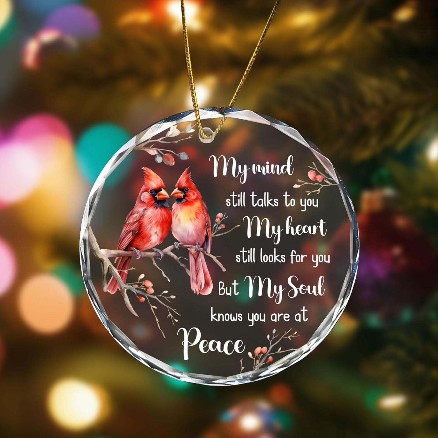 Glass Cardinal Keepsake Ornament - Elegant Christmas Memorial Decor