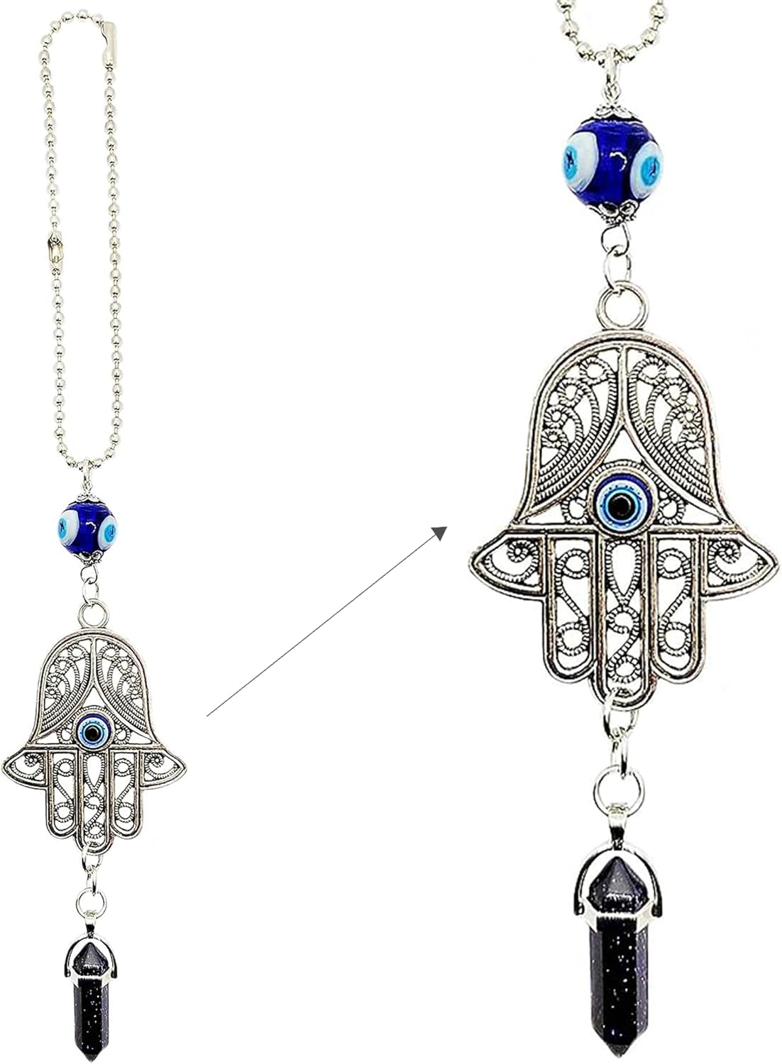 LUCKBOOSTIUM Hamsa Protection Amulet - Evil Eye Car Hanging Ornament