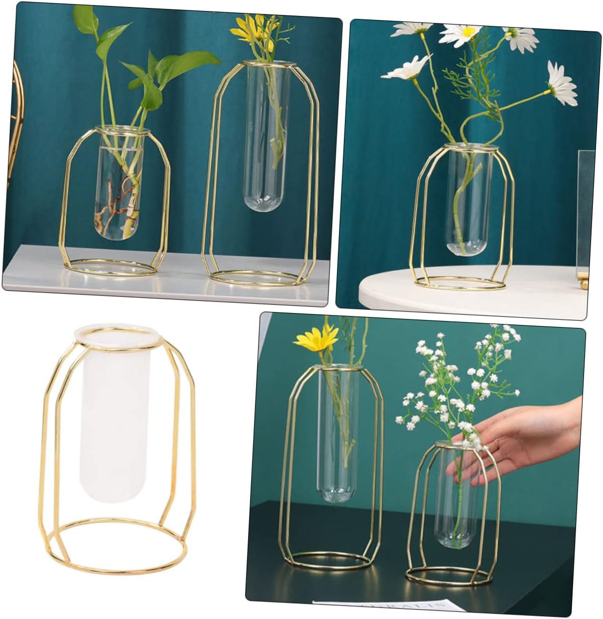 Geometric Iron Vase for Dried Flowers and Hydroponic Displays