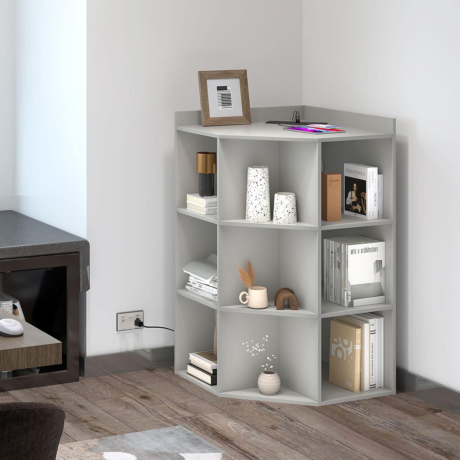 HedoAjim Corner Cabinet with USB and Outlets
