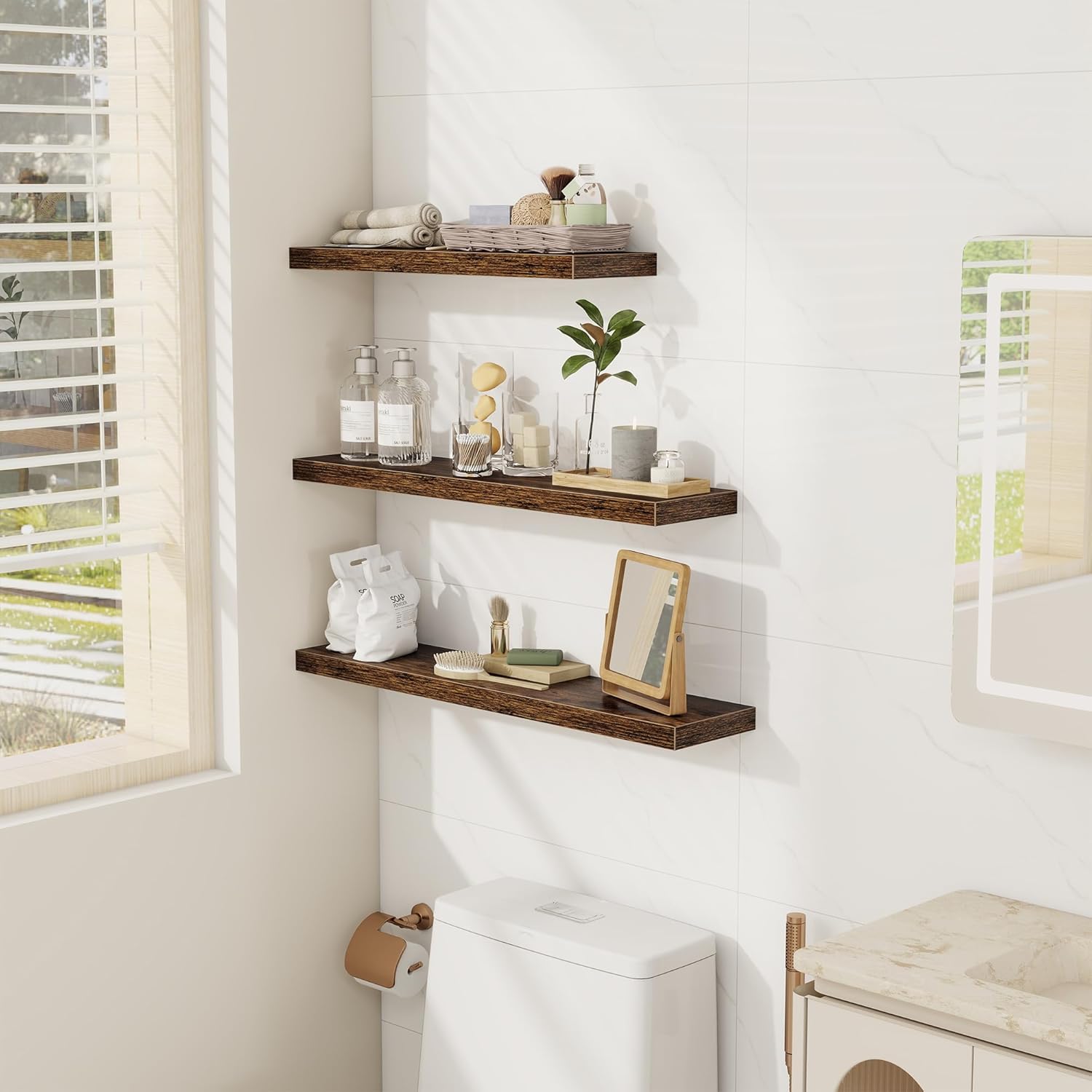 Fun Memories Rustic Floating Shelves Set of 3 30 Inch