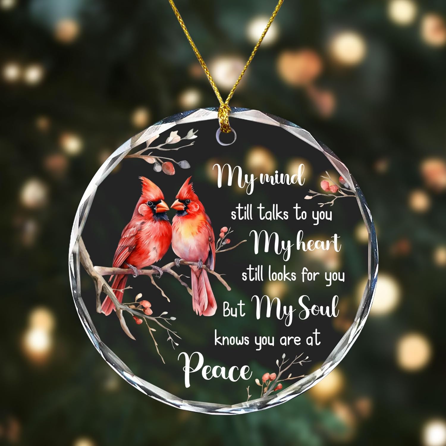 Glass Cardinal Keepsake Ornament - Elegant Christmas Memorial Decor