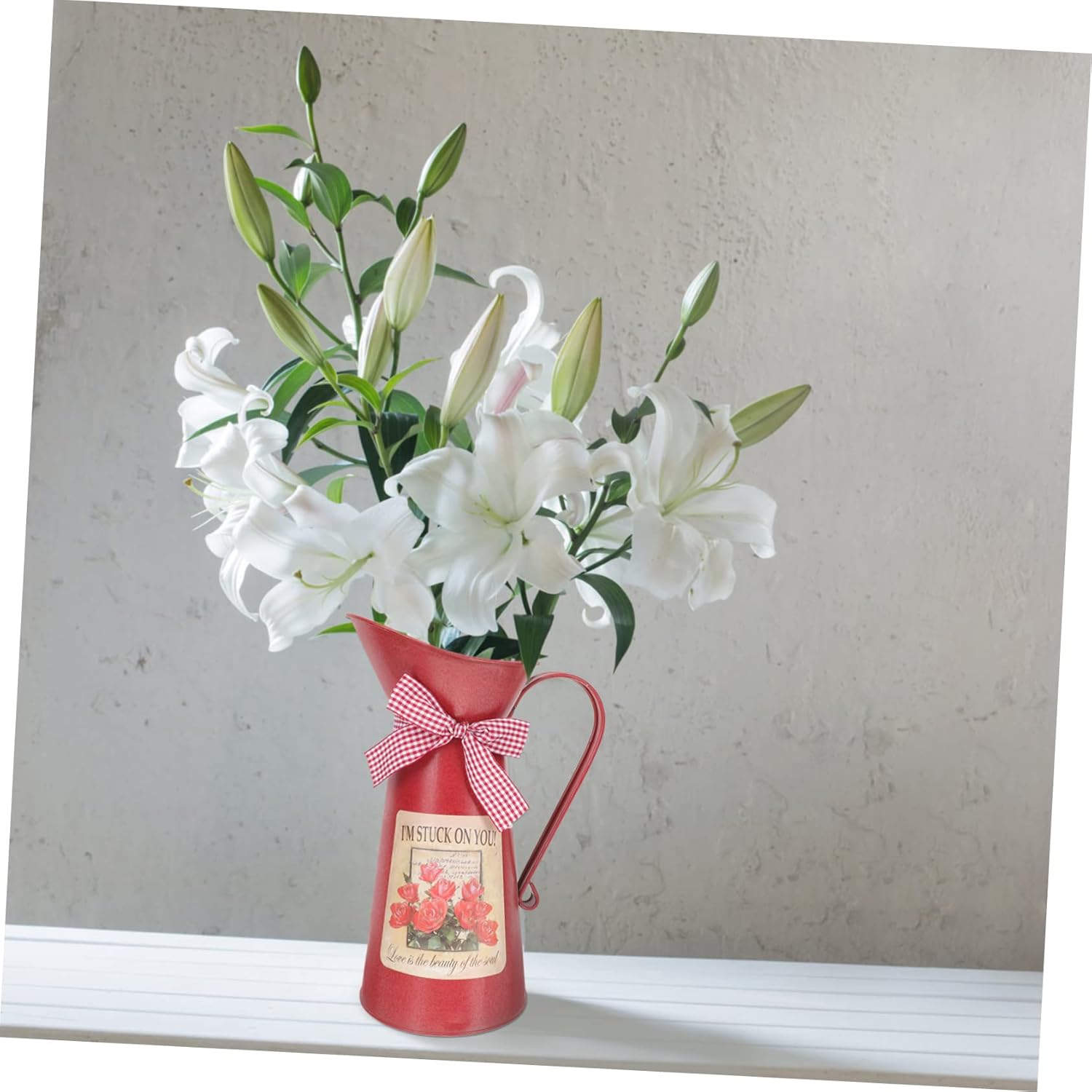 Rustic Metal Flower Bucket Vase for Home Decor