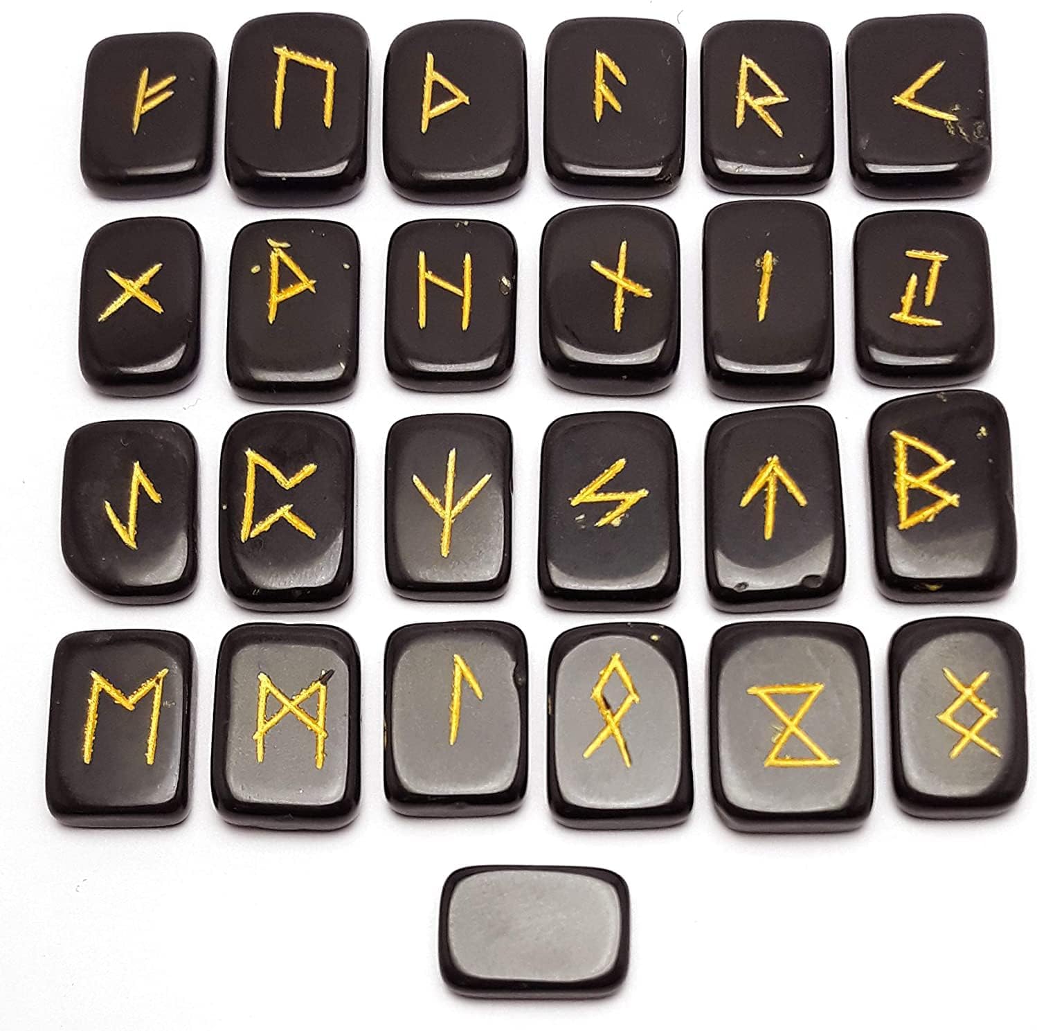 Natural Gemstone Runes Set 25pcs Polished Crystal Healing Symbols