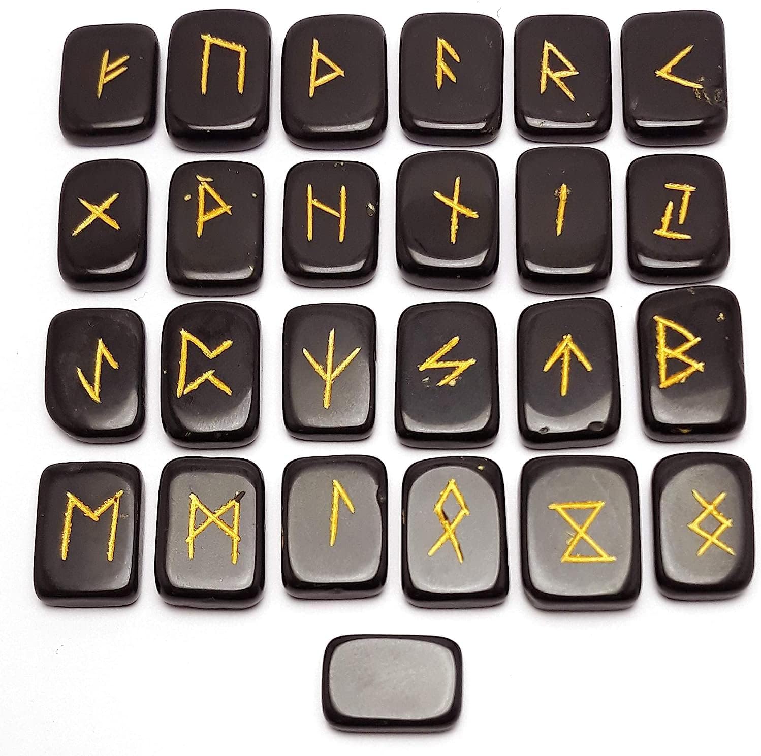 Natural Gemstone Runes Set 25pcs Polished Crystal Healing Symbols