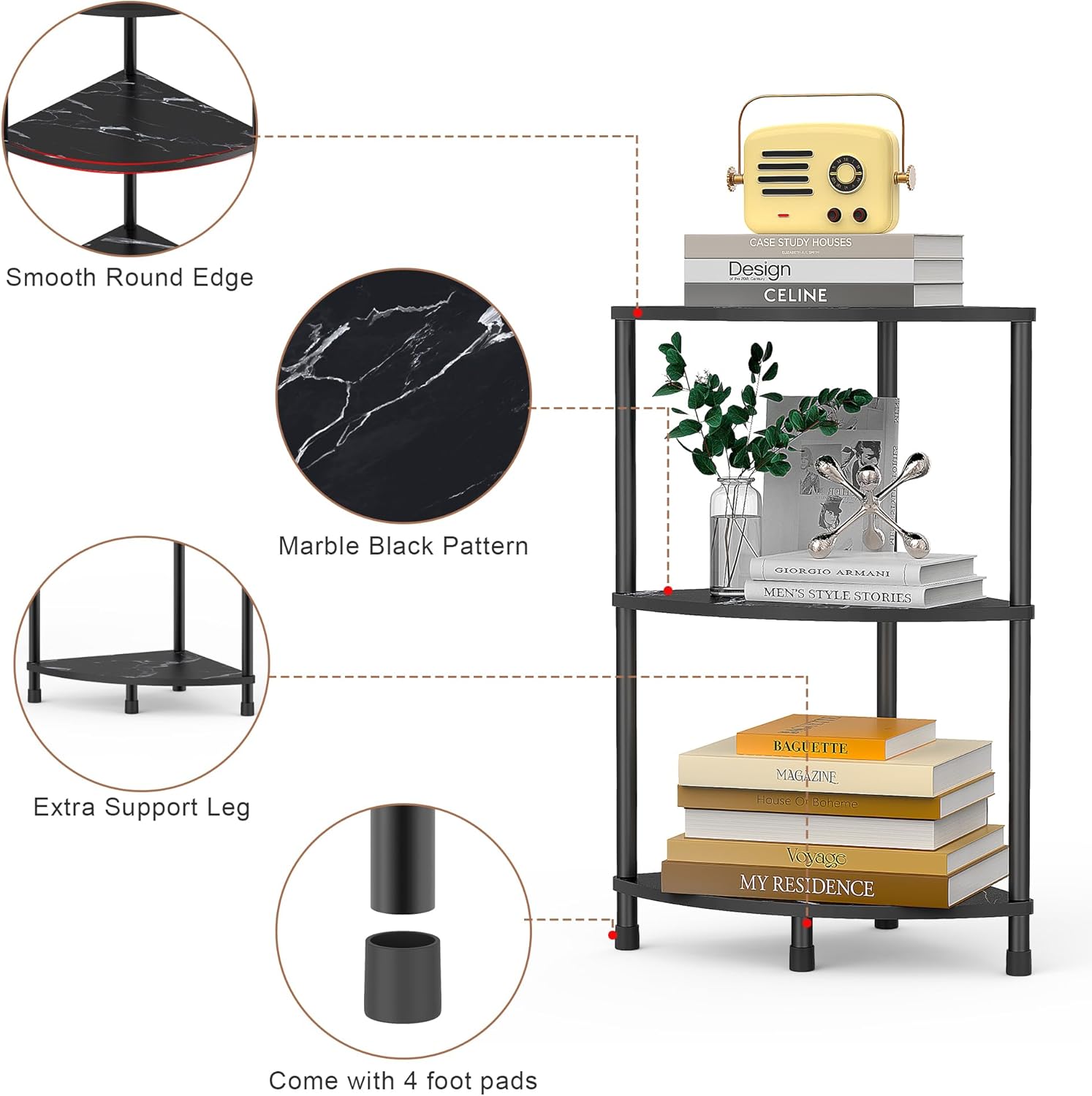 Greatseas Book Small Corner Shelf 3 Tier Display