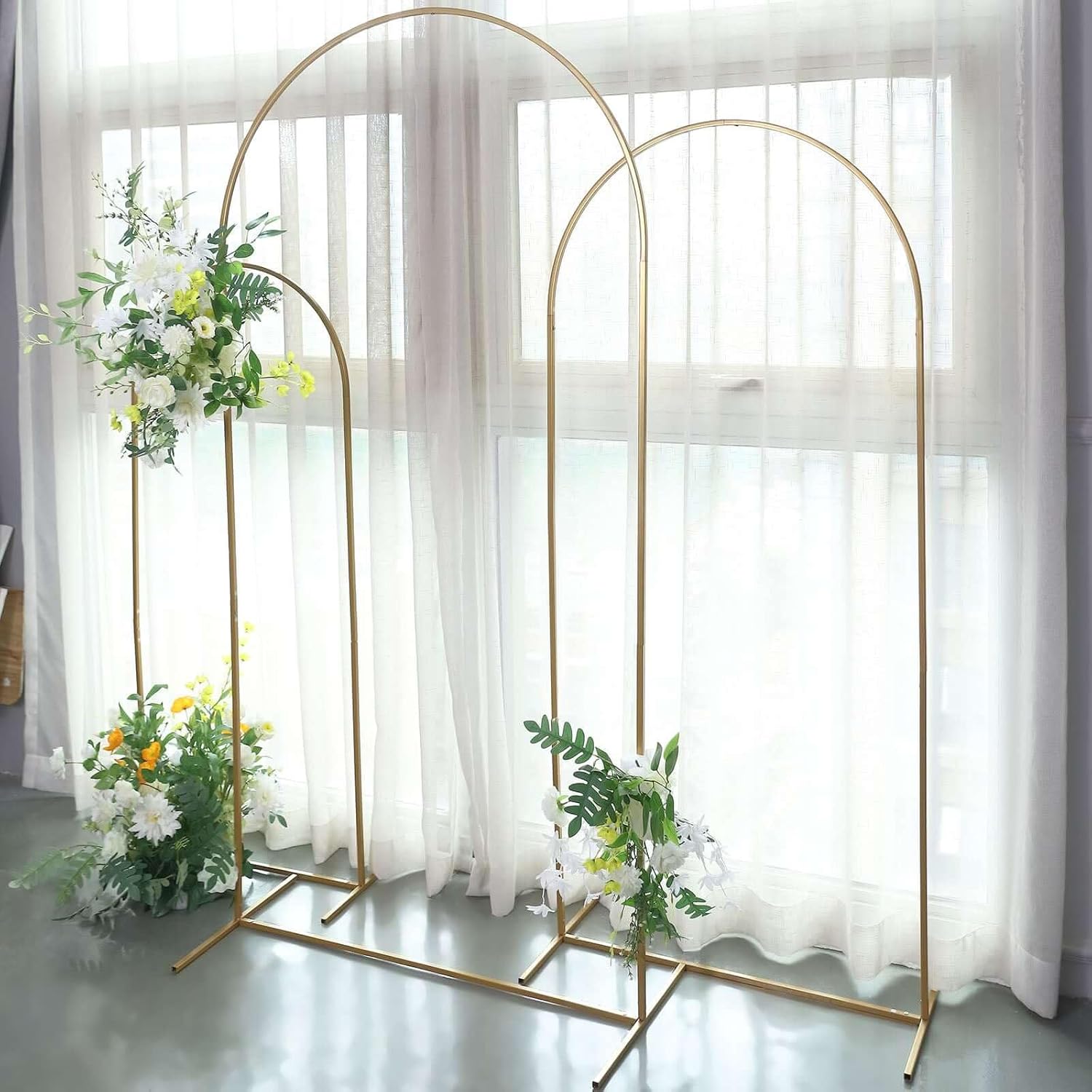 Efavormart 7ft Gold Metal Wedding Arch with Accessories