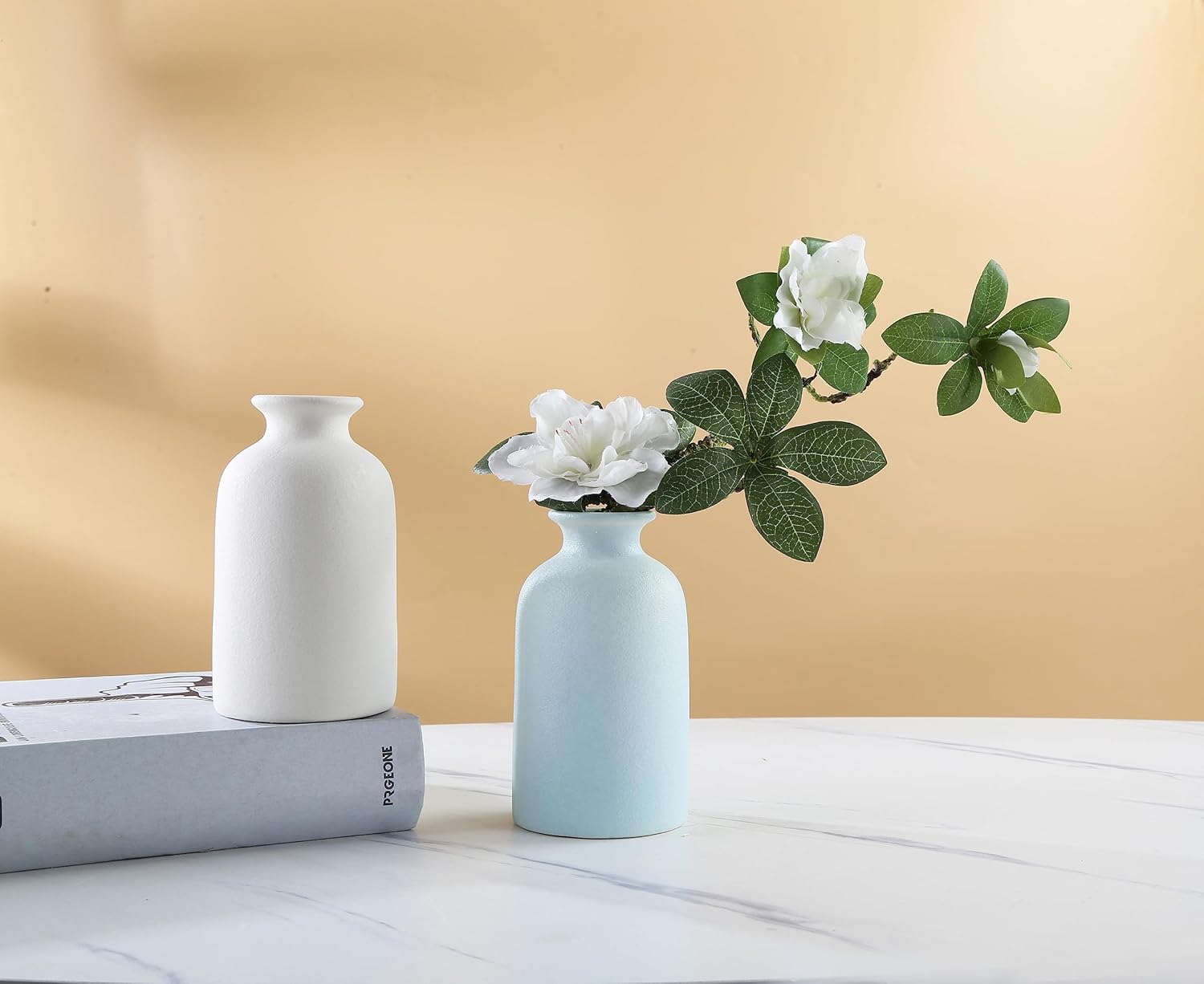 Blue Small Ceramic Vase for Home Decor and Centerpieces