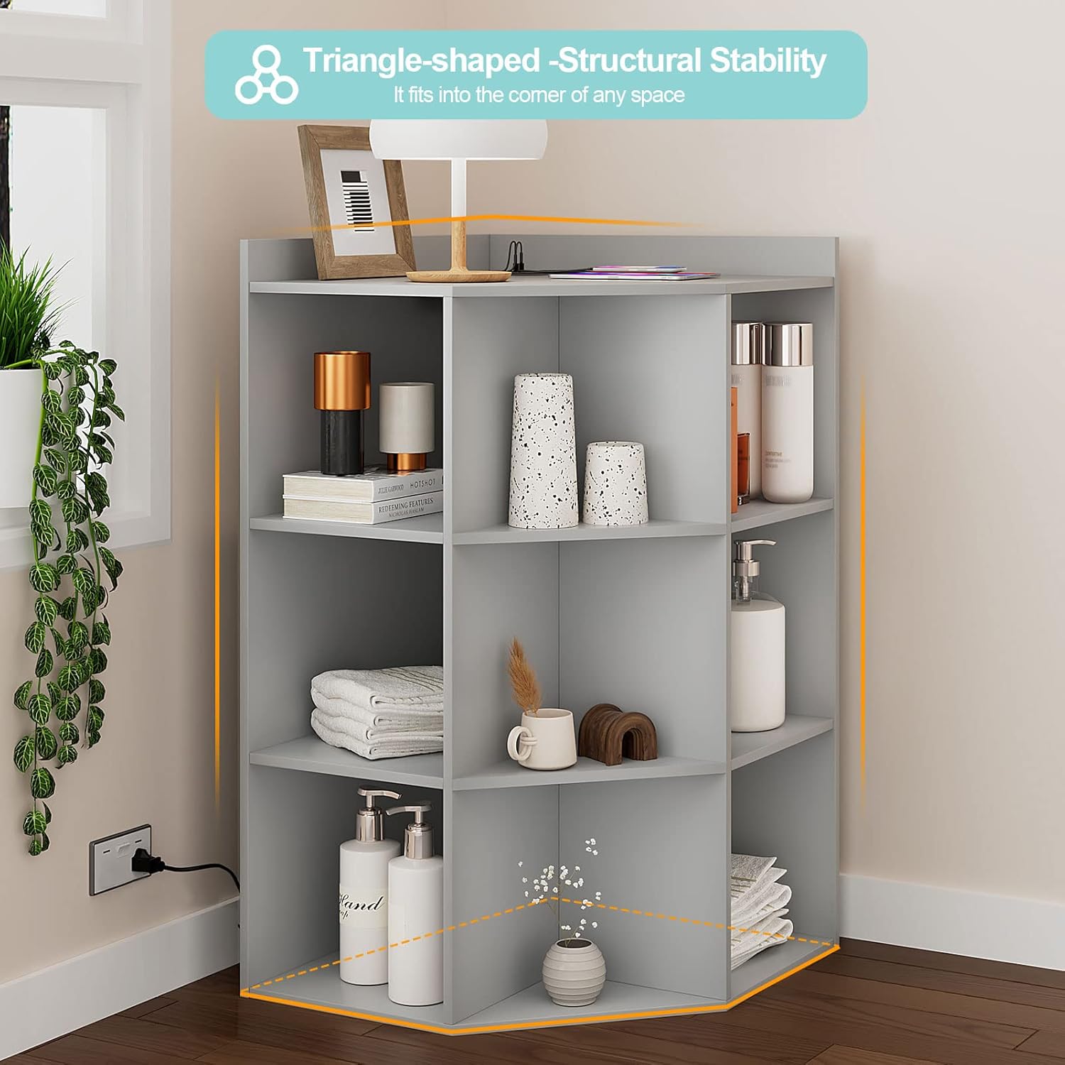 HedoAjim Corner Cabinet with USB and Outlets