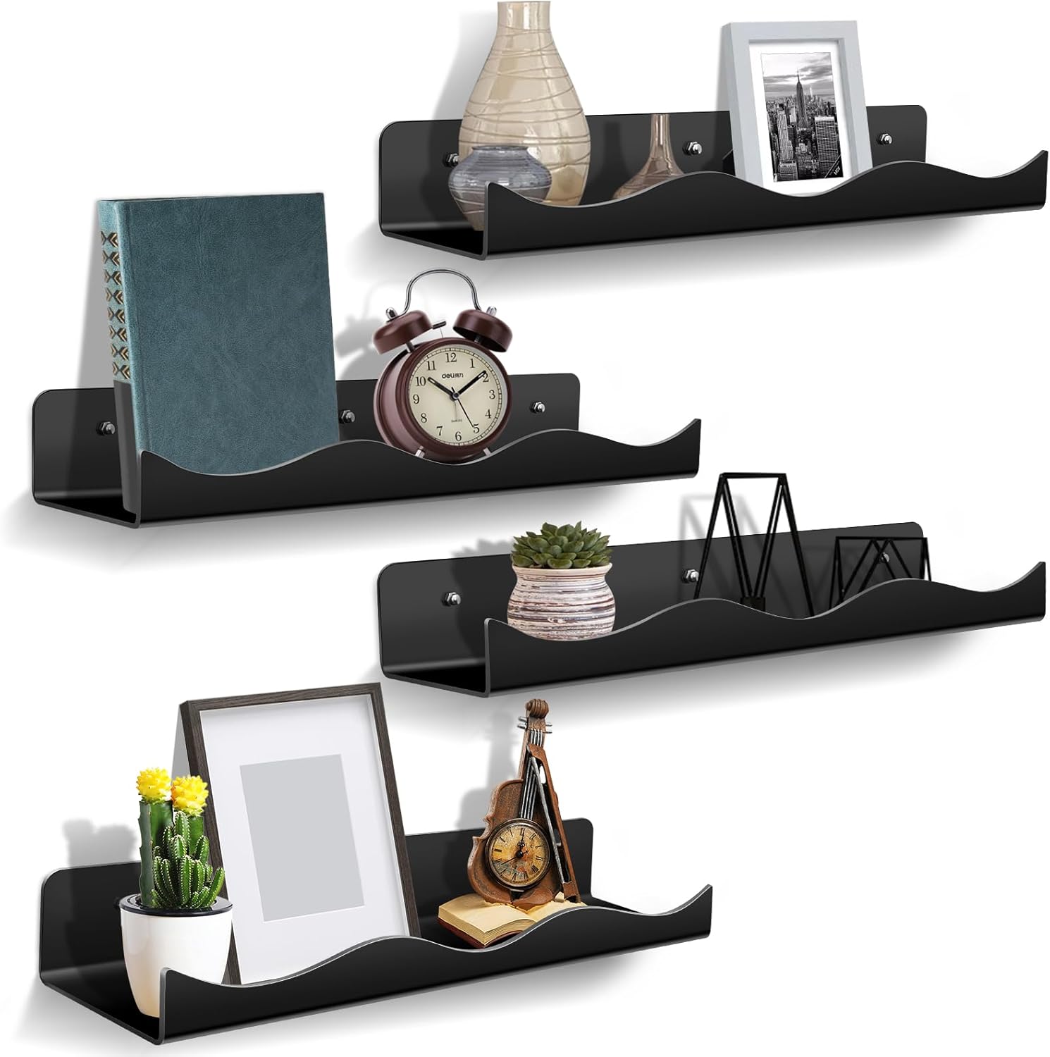 15 Inch Iridescent Acrylic Floating Shelves for Home Decor