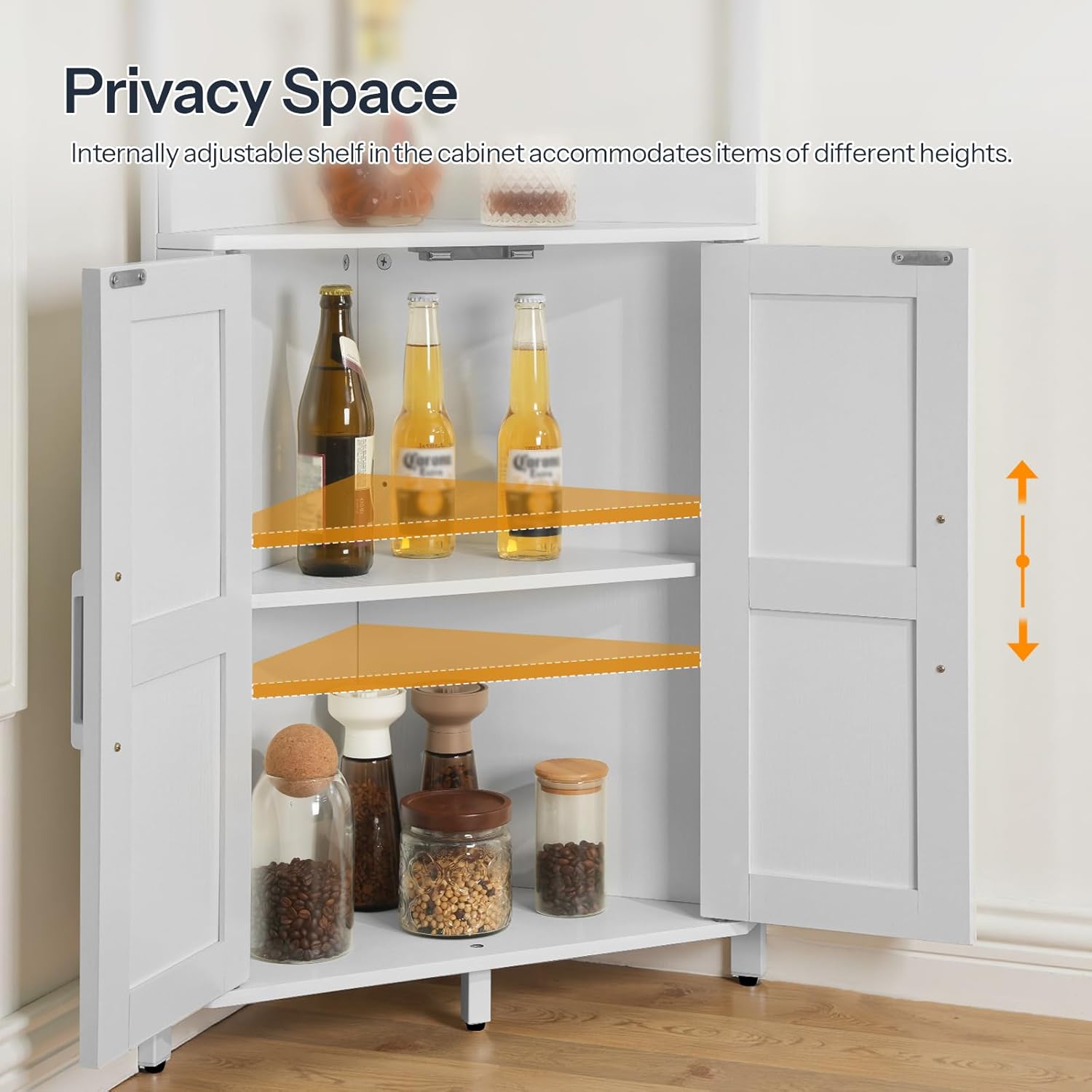 HOOBRO Corner Shelf with 5-Tier Storage White WW78CJ01