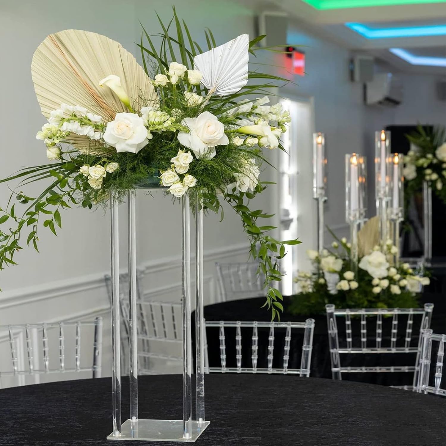 YALLOVE Acrylic Flower Stand Set of 2 Clear Vases