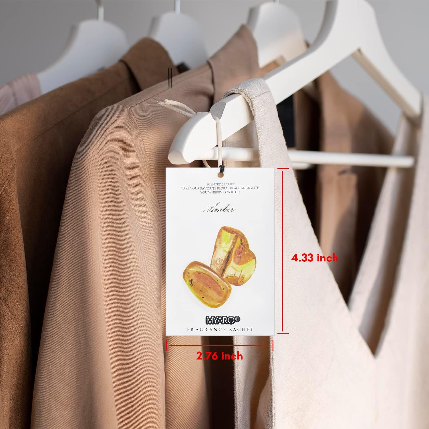 MYARO 12 Pack Amber Scented Sachets for Home and Closet
