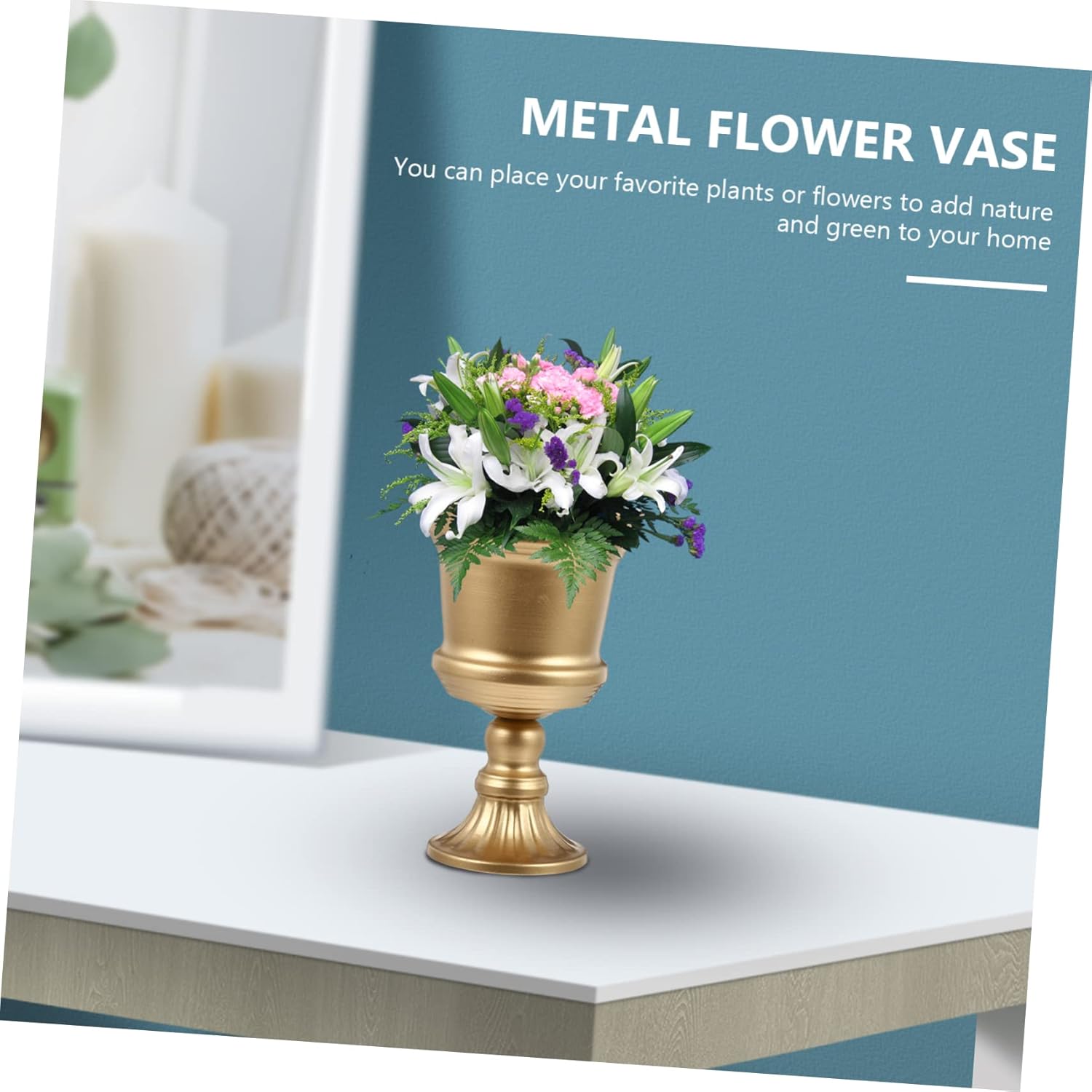 VOSAREA Metal Flower Vase for Wedding and Home Decor