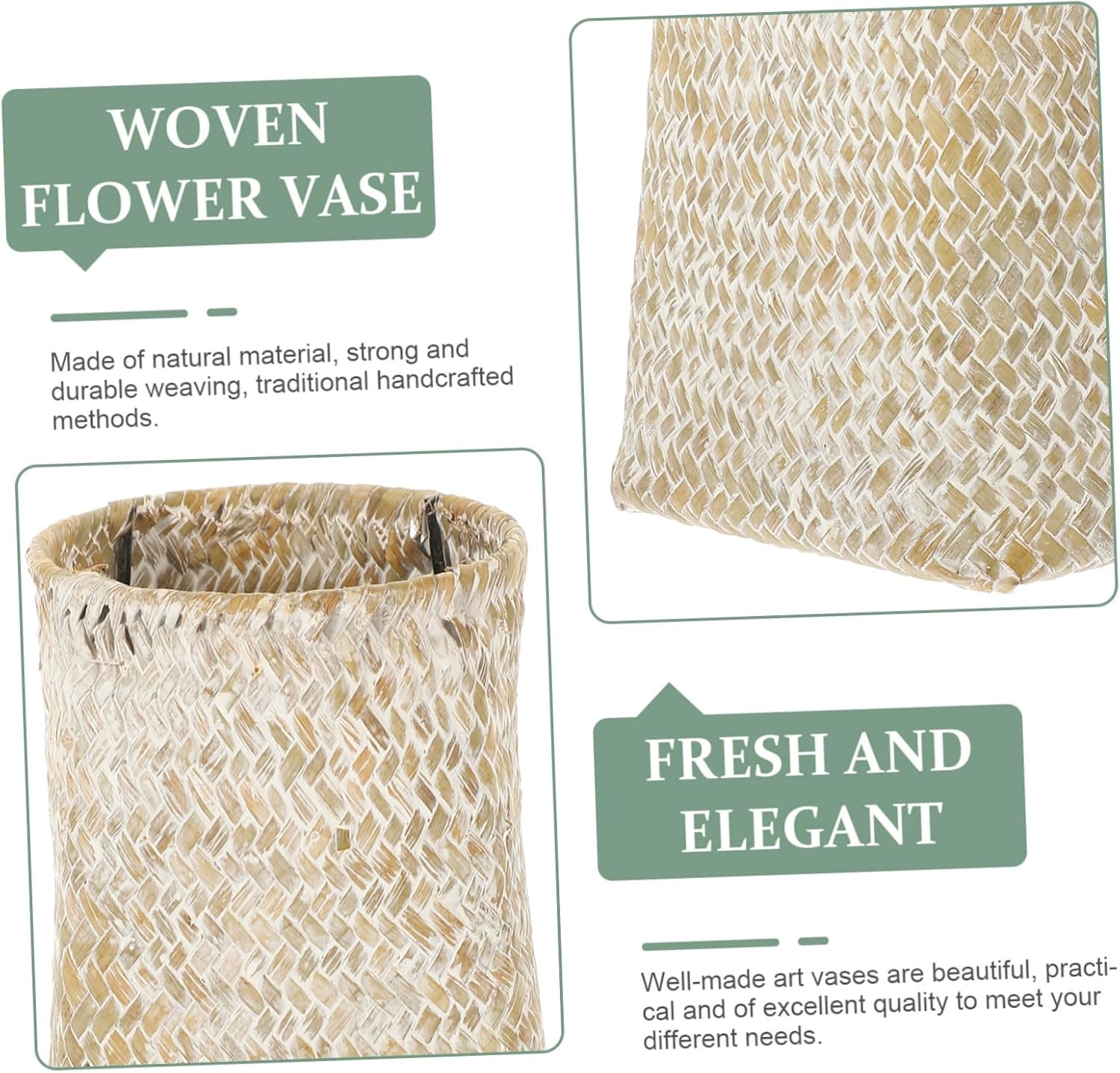VICASKY Seagrass Woven Flower Vase for Home Decor