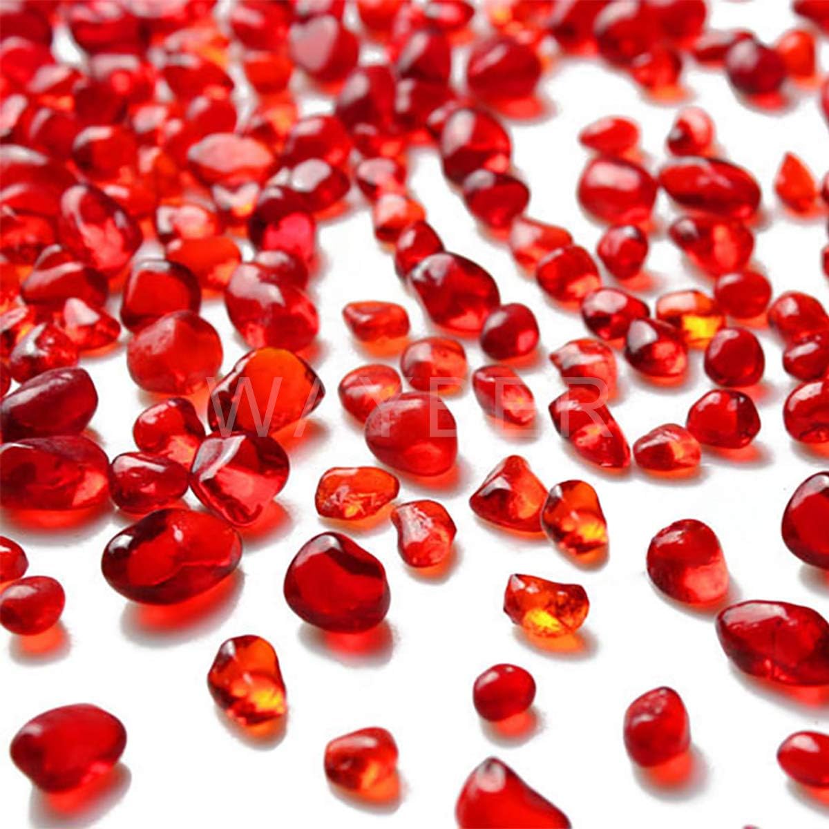 WAYBER Red Sea Glass Pebbles 1Lb Non-Toxic Artificial Stones
