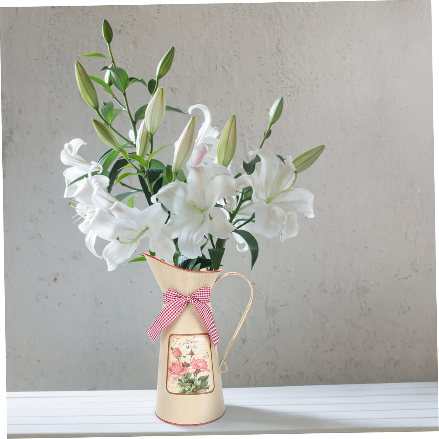 Rustic Metal Flower Bucket Vase for Home Decor 1