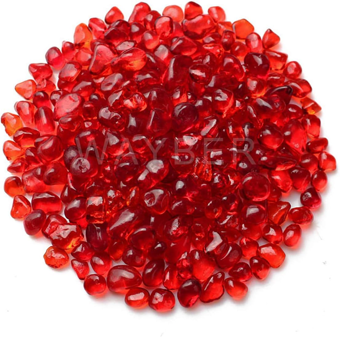 WAYBER Red Sea Glass Pebbles 1Lb Non-Toxic Artificial Stones