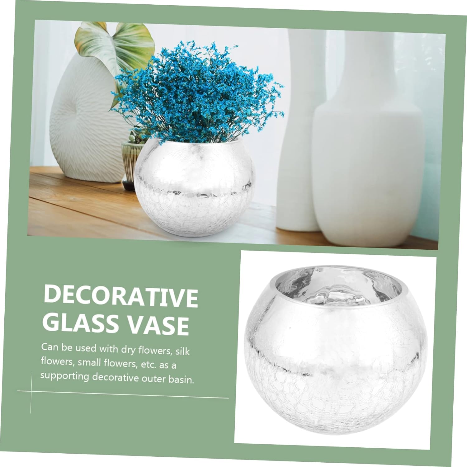 Glass Bubble Bowl Silver Vase For Centerpieces