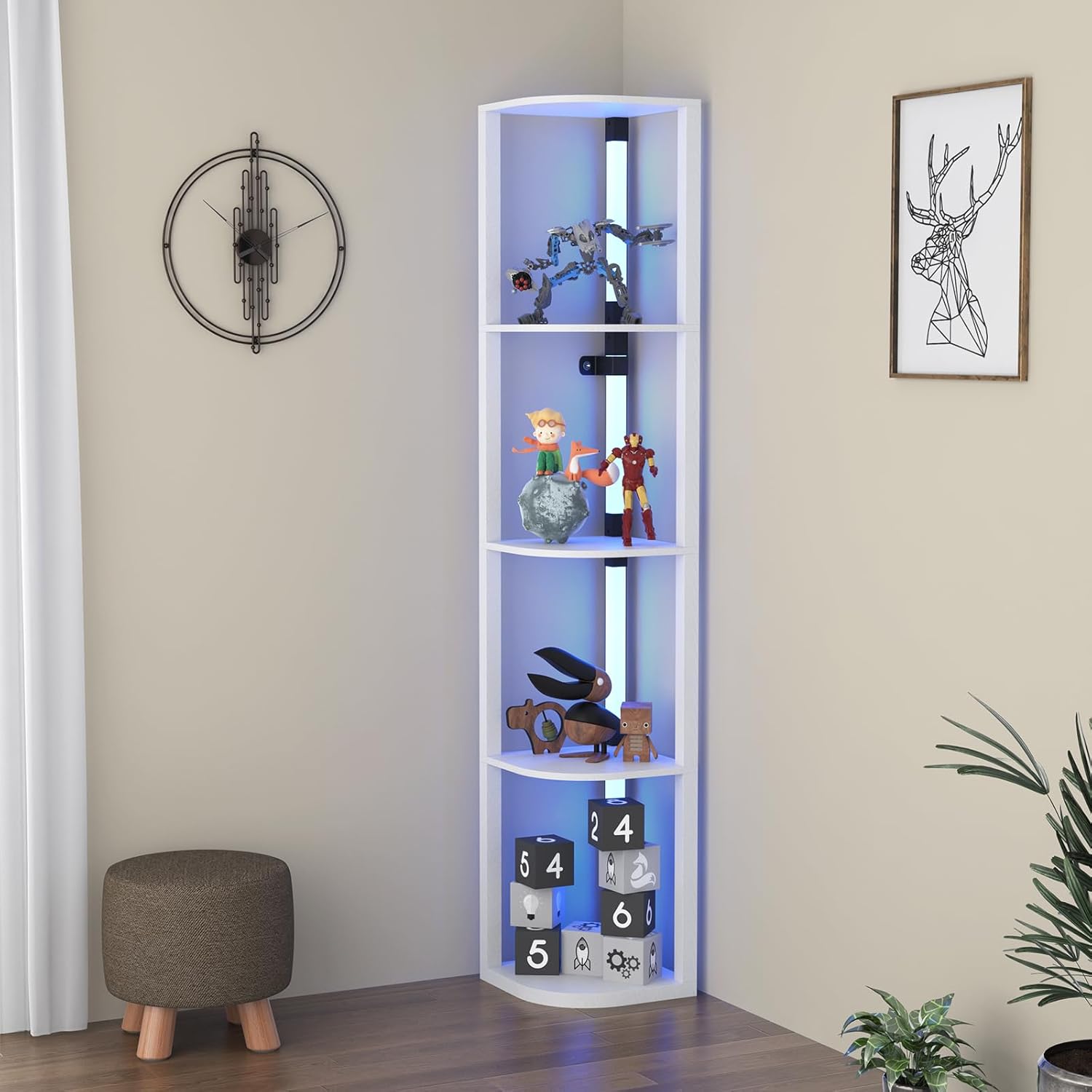 VTRIN Corner Shelf with Light 5-Tier Modern Storage