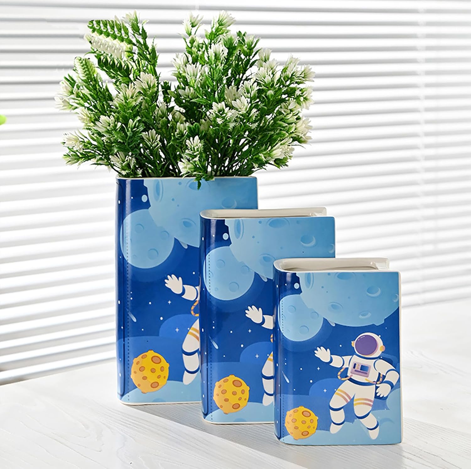 Ceramic Book Shaped Vase for Book Lovers Decor Gift