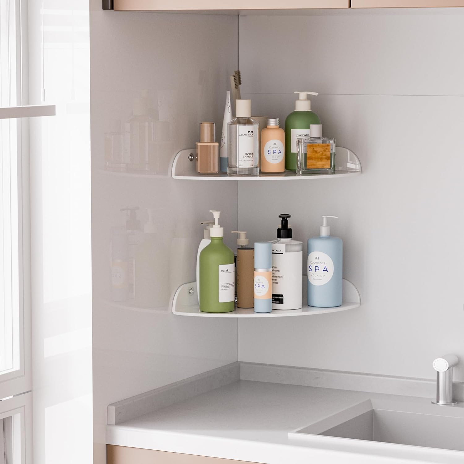 95x95 Inch Acrylic Corner Shelf Set of 2 White