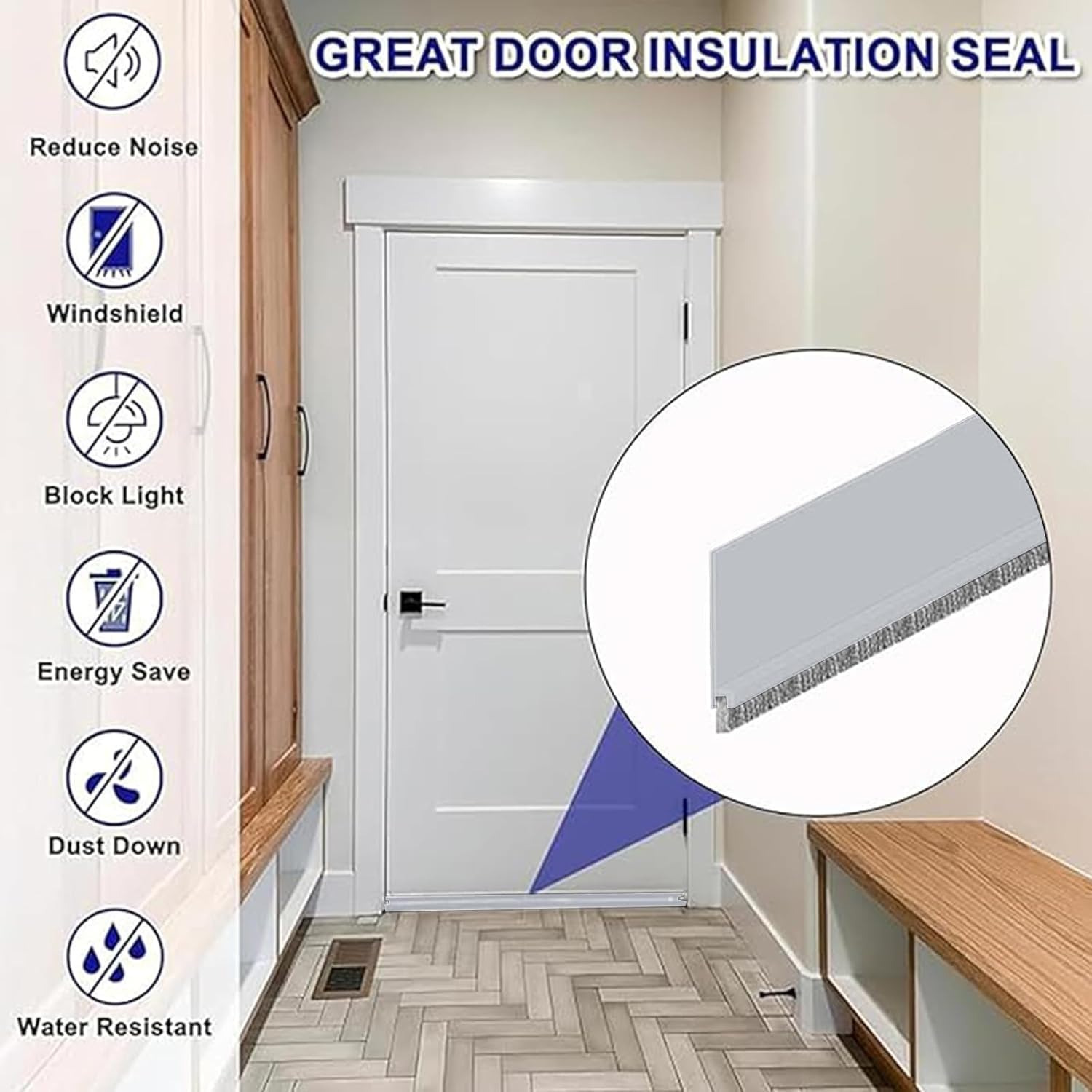 39 Inch Door Draft Stopper with Brush Seal