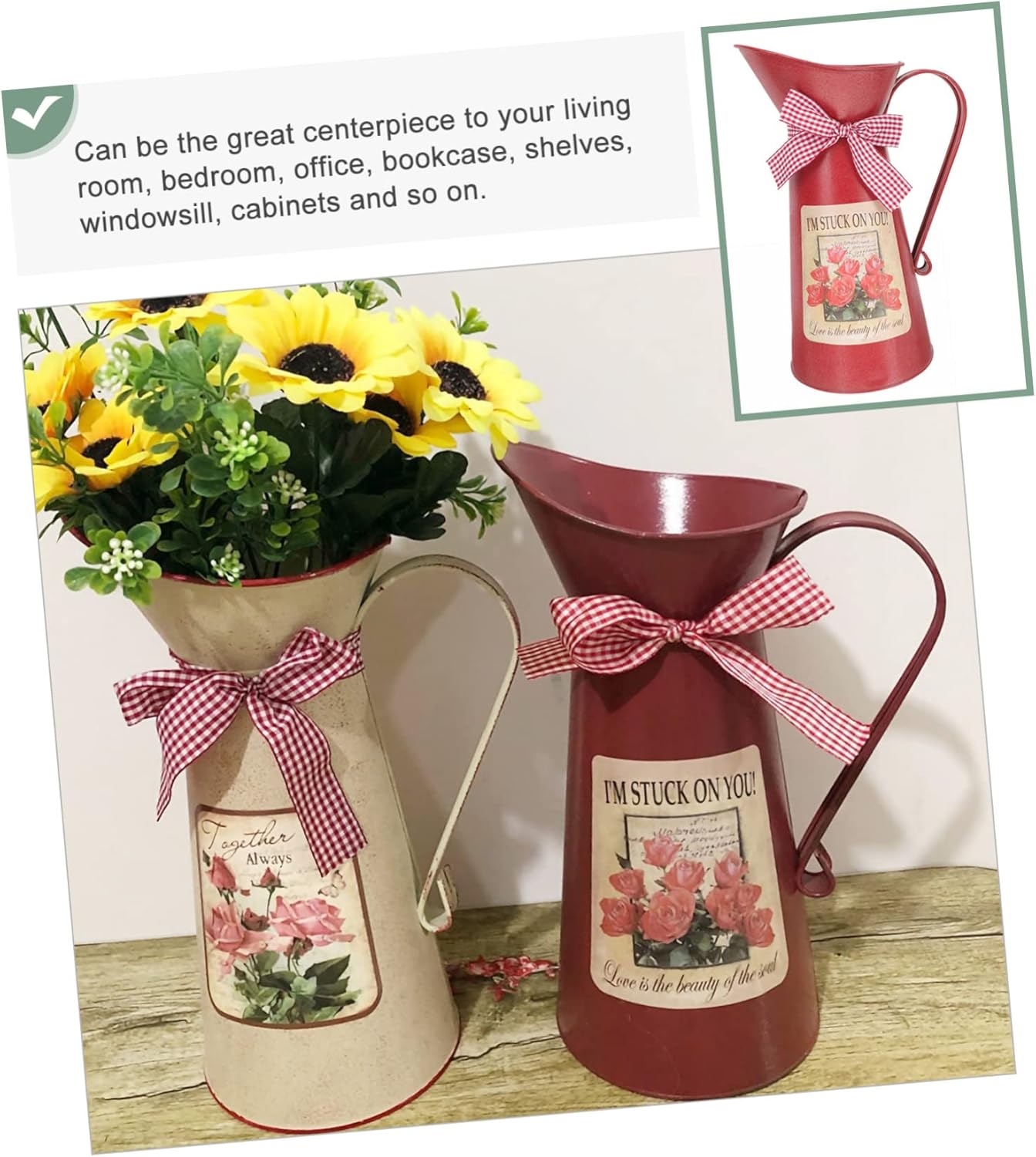 POPETPOP Iron Flower Vase Rustic Decor Bucket