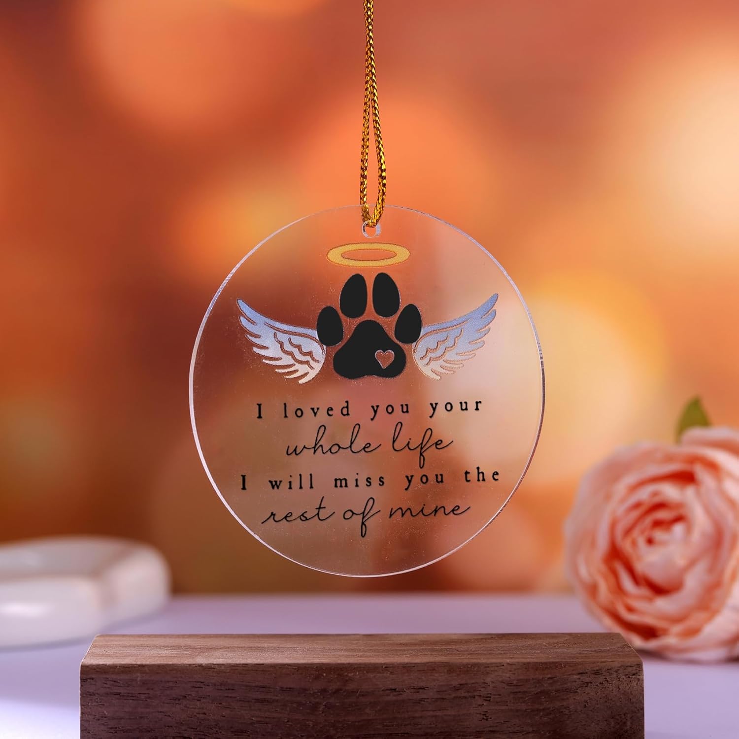 Pet Memorial Angel Wings Acrylic Ornament