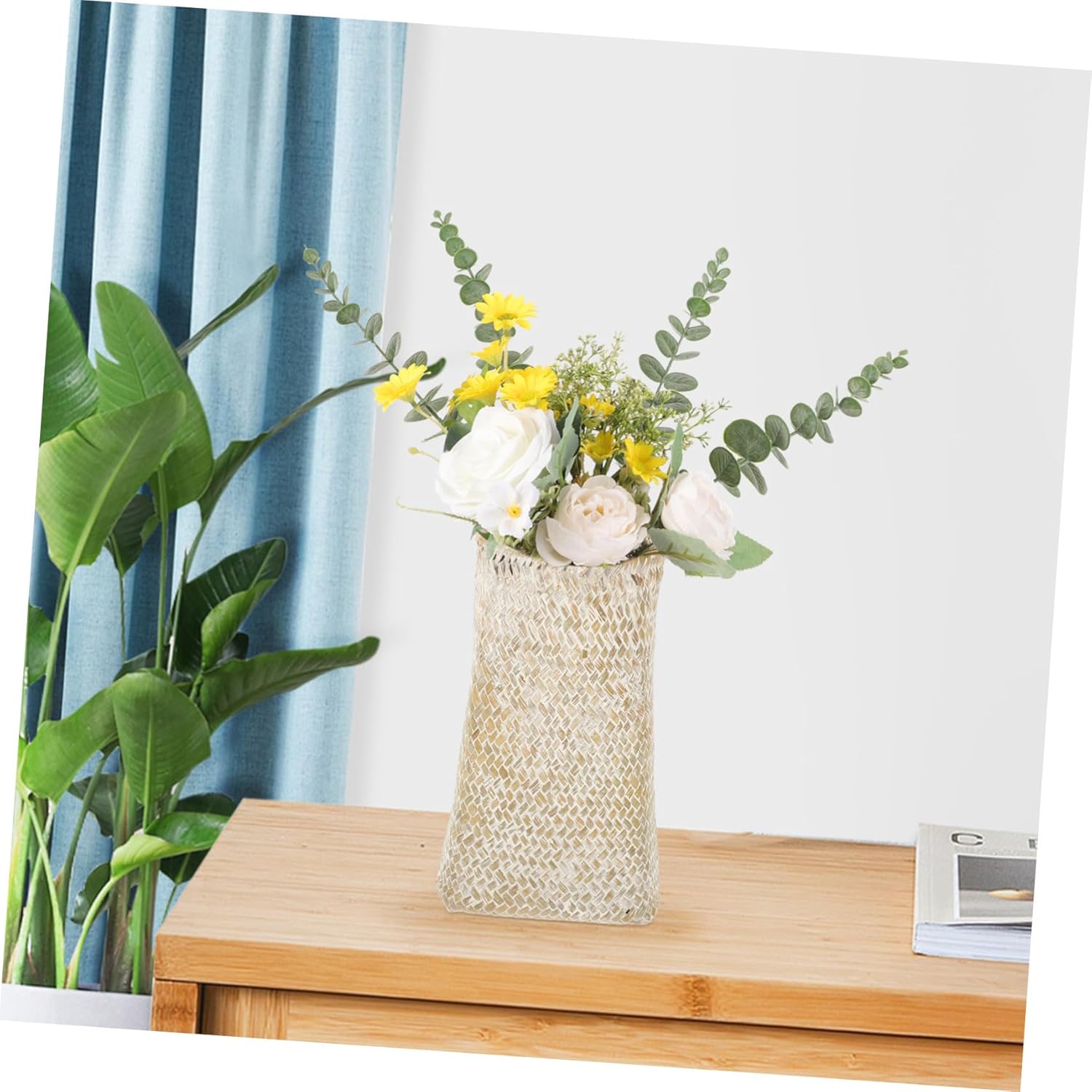 POPETPOP Seagrass Woven Vase for Dried Flowers