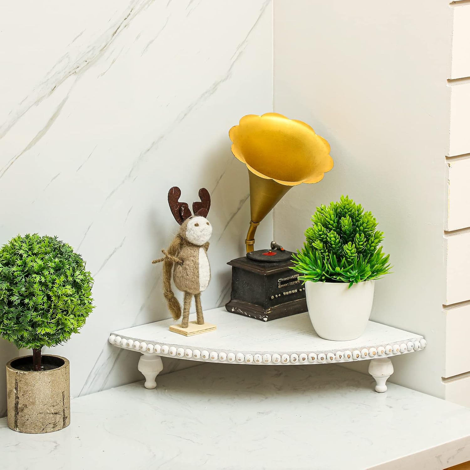Amyhill Farmhouse Corner Shelf with Detachable Legs