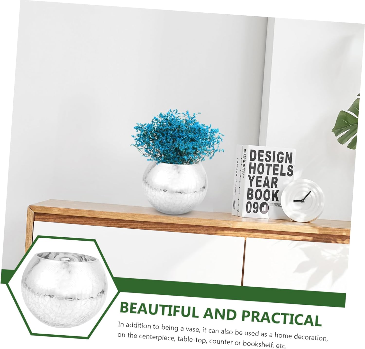 Glass Bubble Bowl Silver Vase For Centerpieces