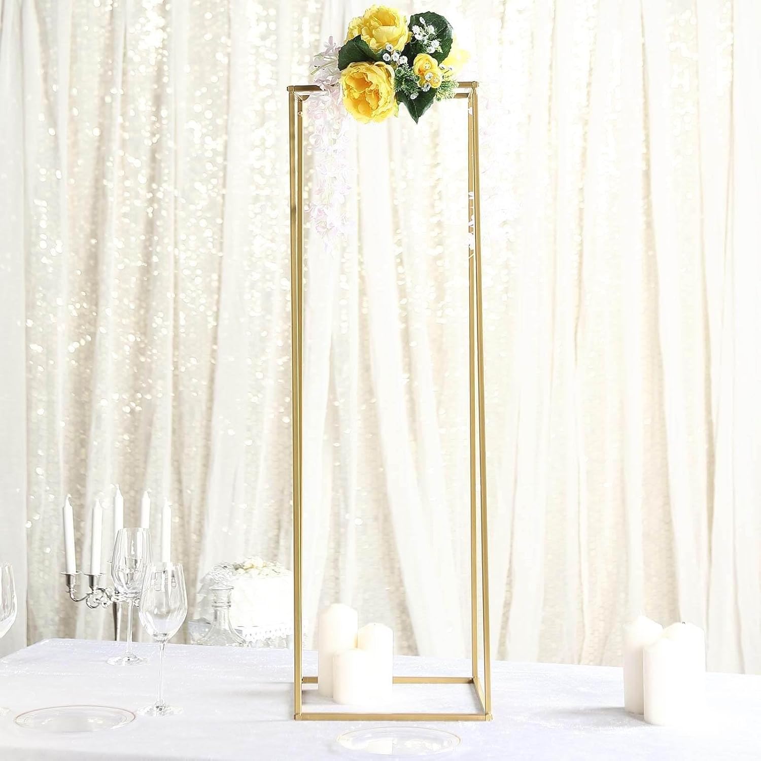 Efavormart 2 Pack 40 Inch Matte Gold Metal Flower Stand