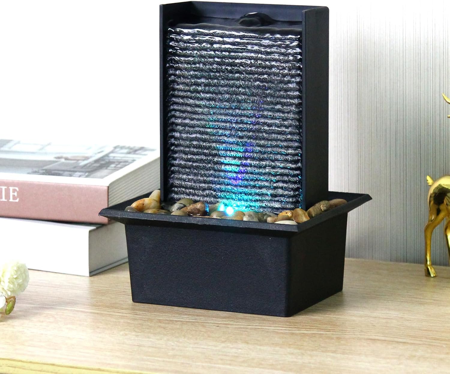 Small Indoor Tabletop Fountain with LED Lights