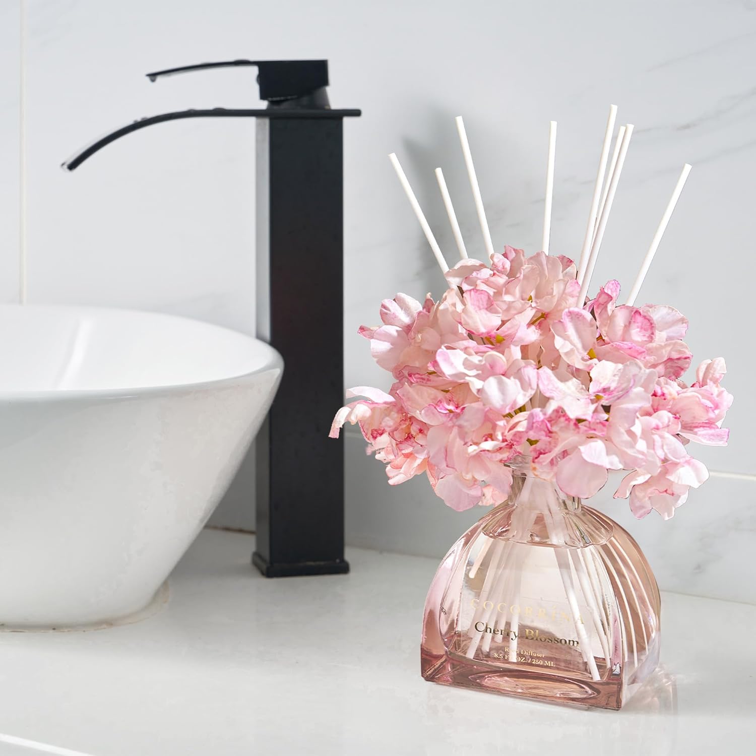 COCORRINA Cherry Blossom Reed Diffuser Set 85 Oz 8 Sticks