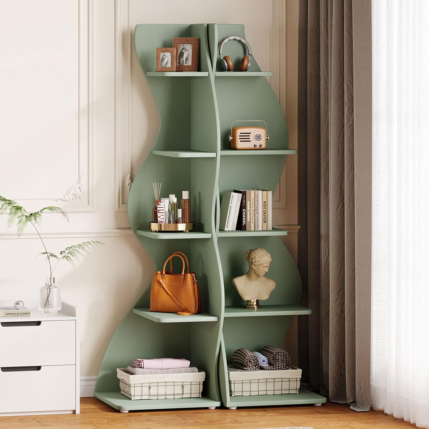 Tribesigns Wavy Corner Shelf Set of 2